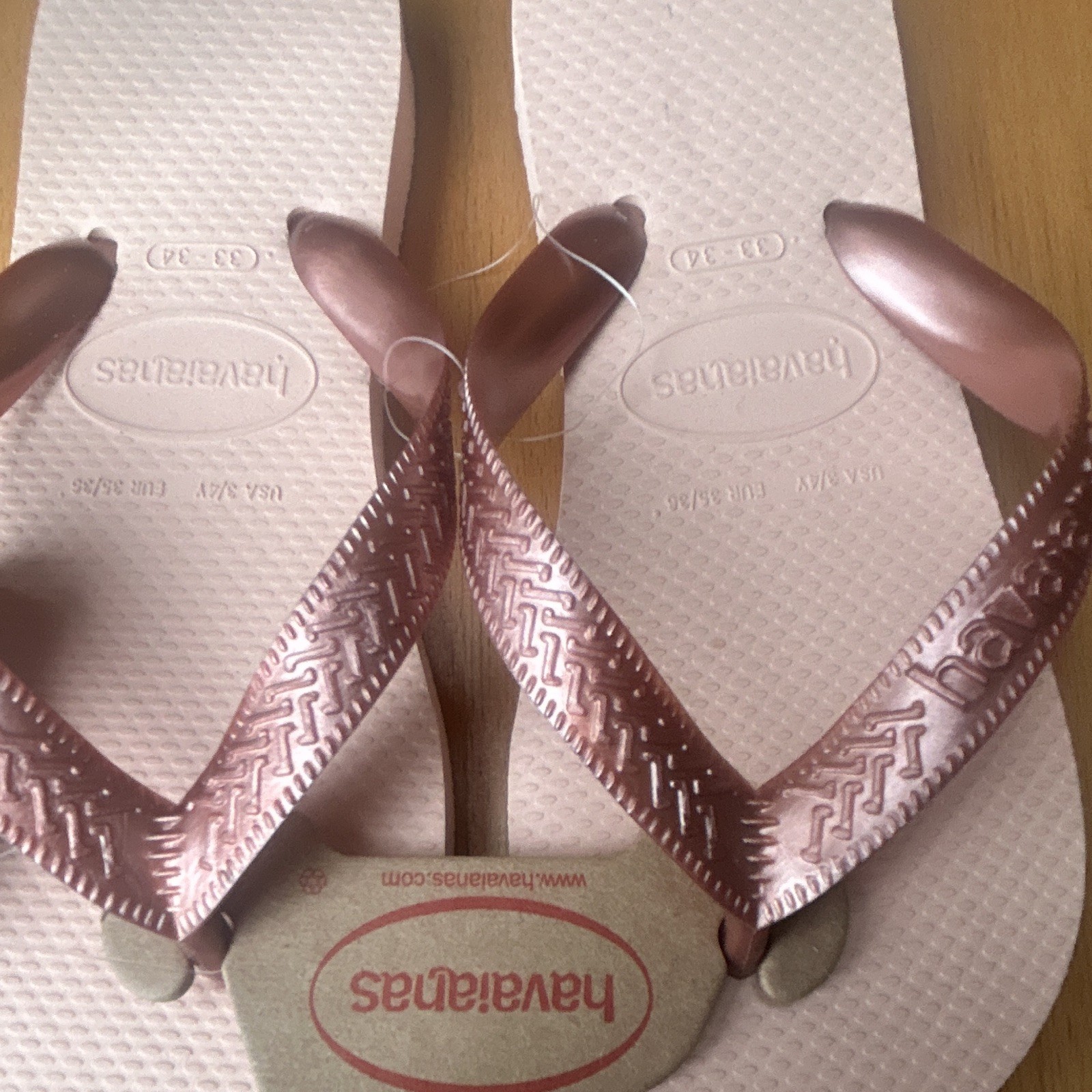 Havaianas Ballet Rose Solid Flip Flop Sandals Kids US 3/4Y 33/34 EU 35/36