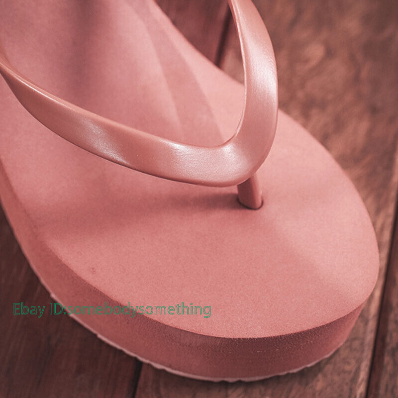 Womens Wedges Flip Flops Summer High Heels Sandals Platform Slippers Solid Shoes
