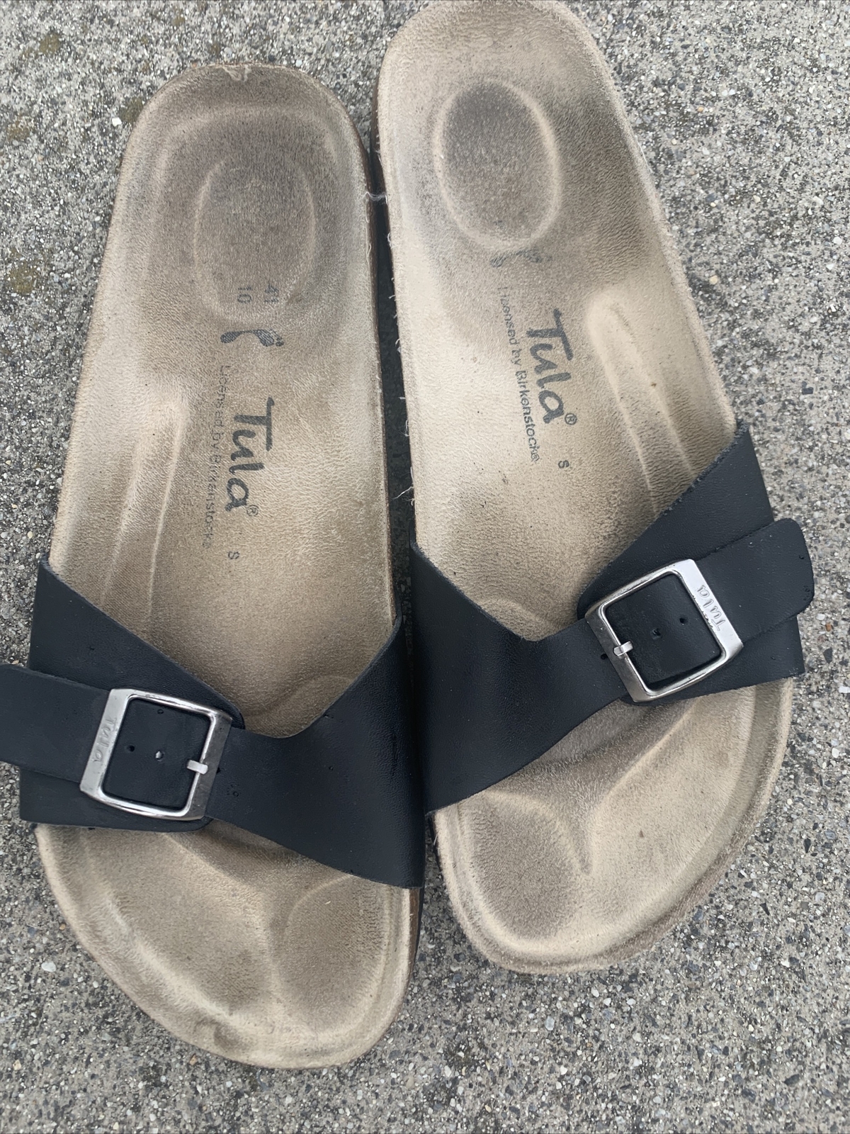 TULA By BIRKENSTOCK Madrid Buckle Black Sandals Flats Size 10 EU 41 ❤️sj15m9