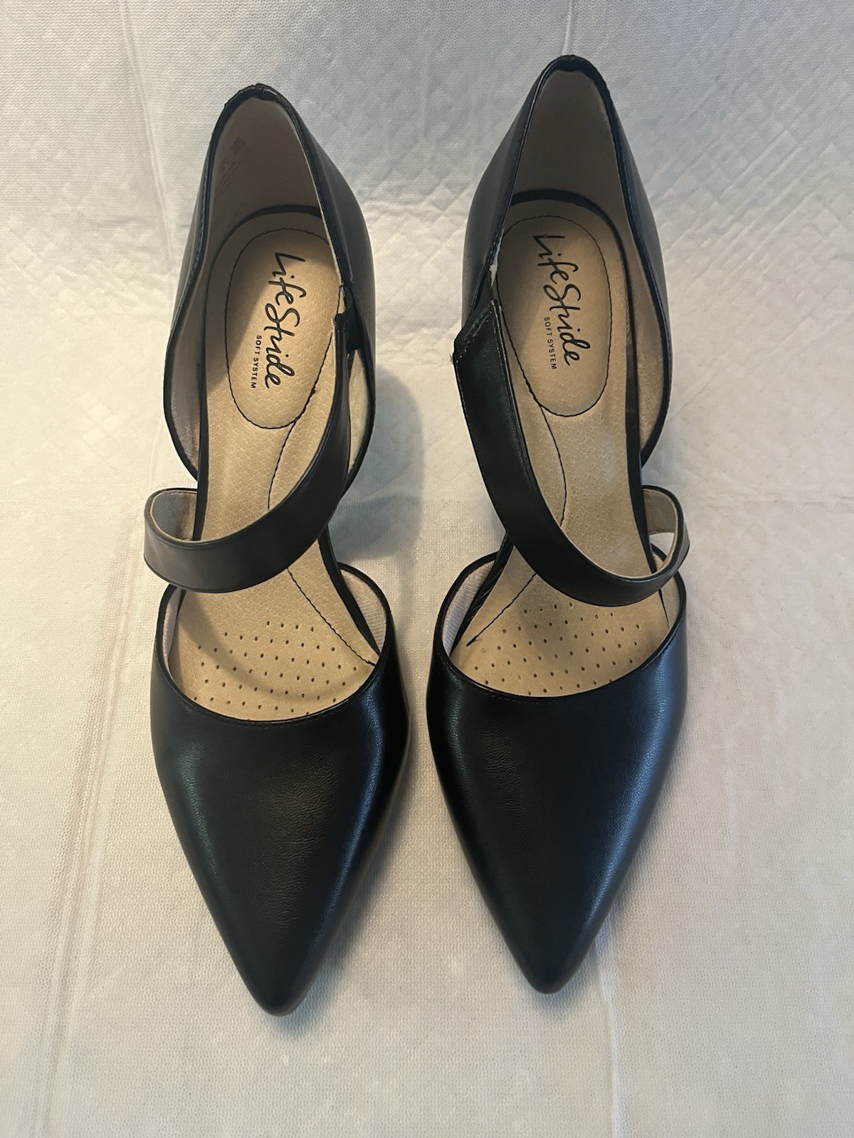 LifeStride Black Pointed Suki Cross-Strap Pumps