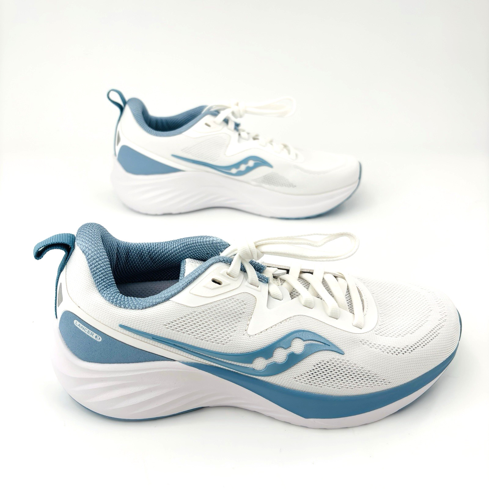 Womens 7 Saucony Lancer 3 Form Fit 8mm Athletic Shoes Sneakers White Blue S18226