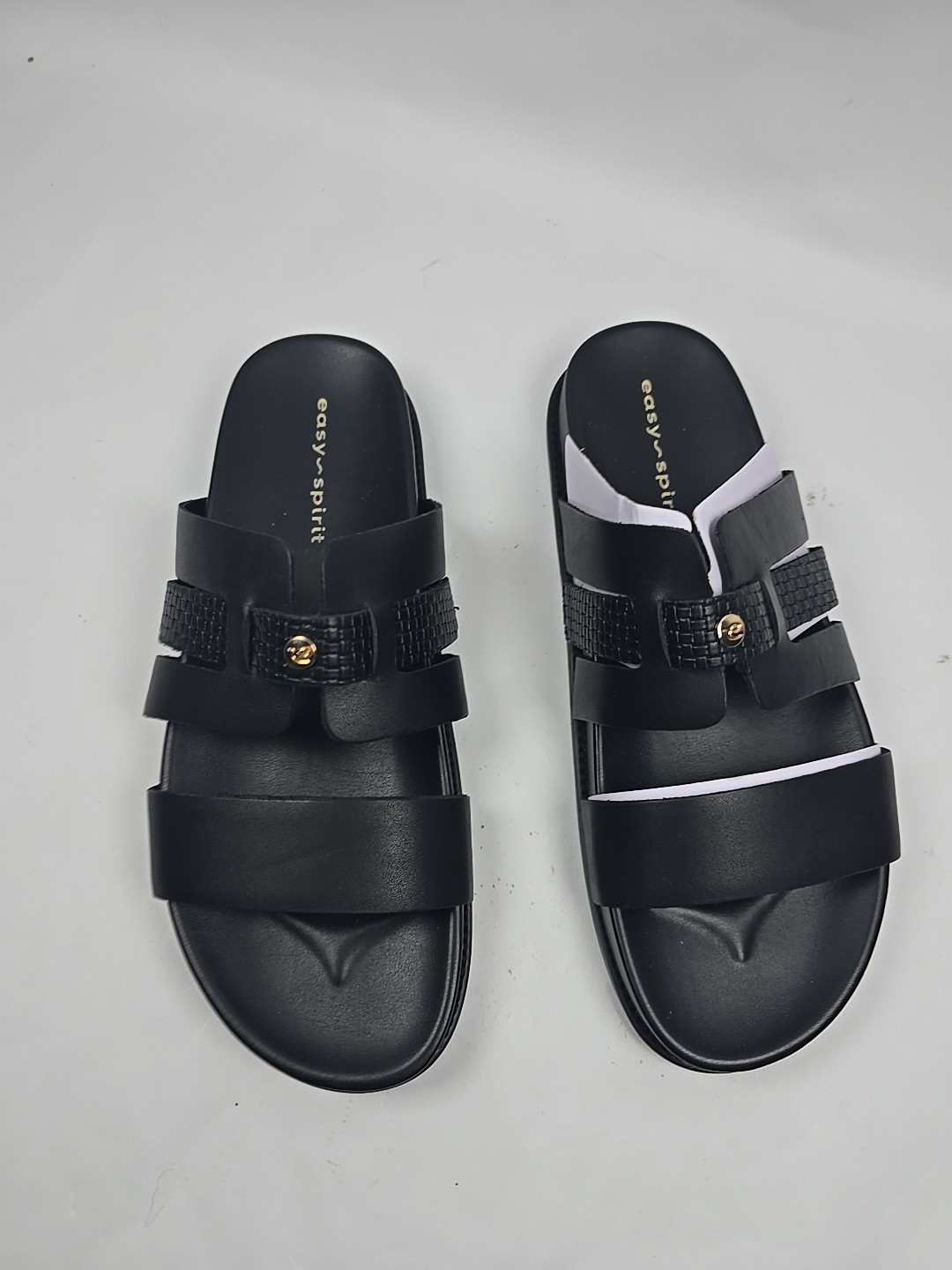 Easy Spirit Women’s Trevin Banded Slip On Slide Sandals Black Size 9