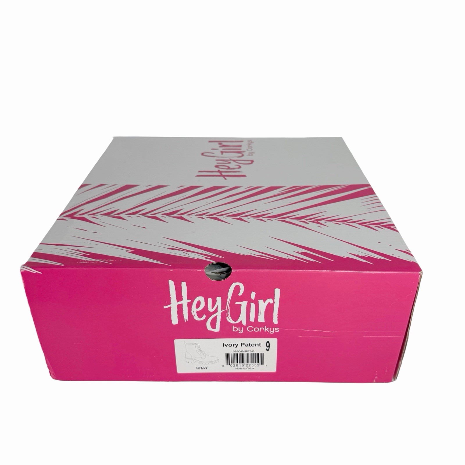 Hey Girl by Corkys Cray Combat Boots Women’s 9 Ivory Patent Lug Sole Zip