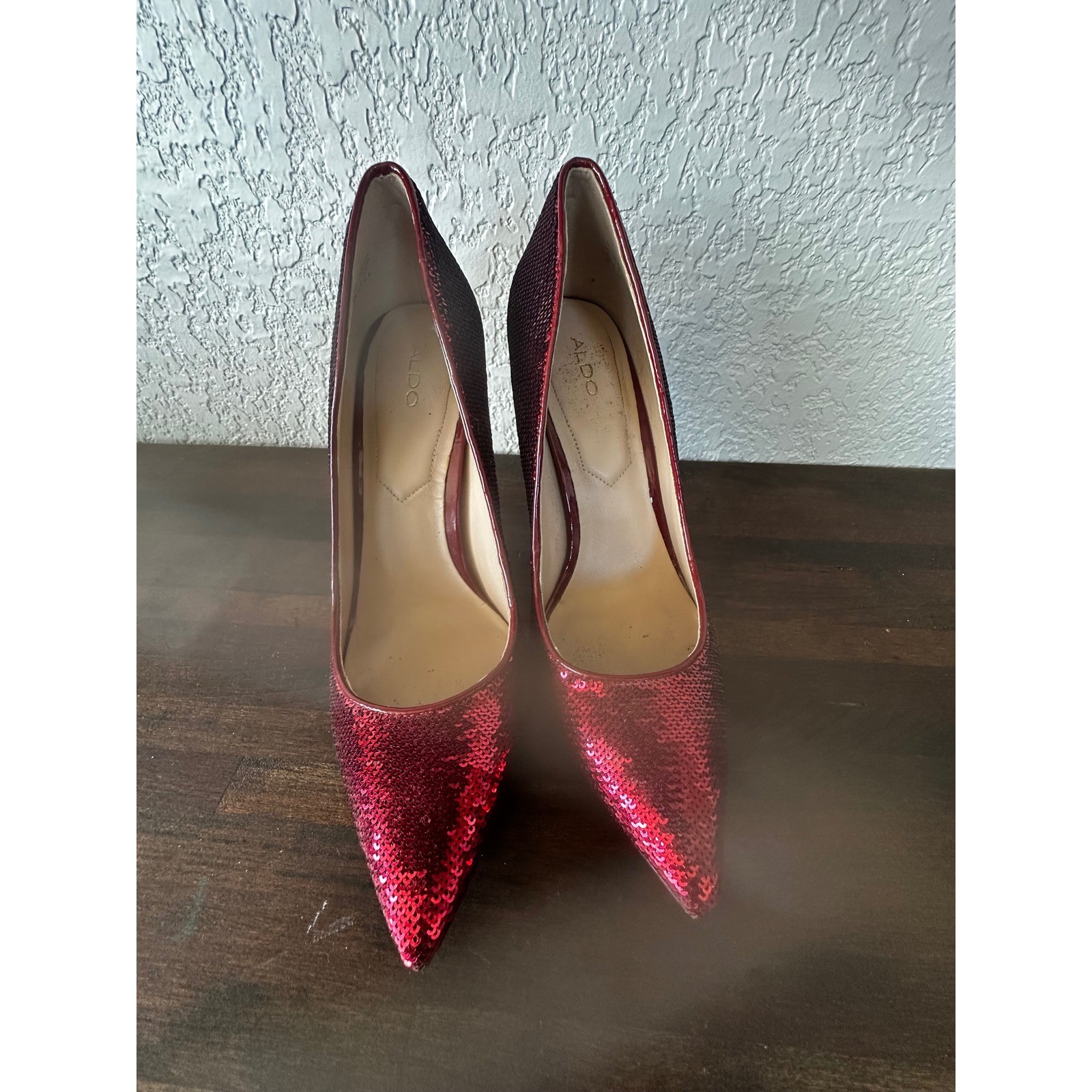 ALDO Stessy 2.0 Red Sequin Stiletto Pointed Toe Heels Women’s Size 8
