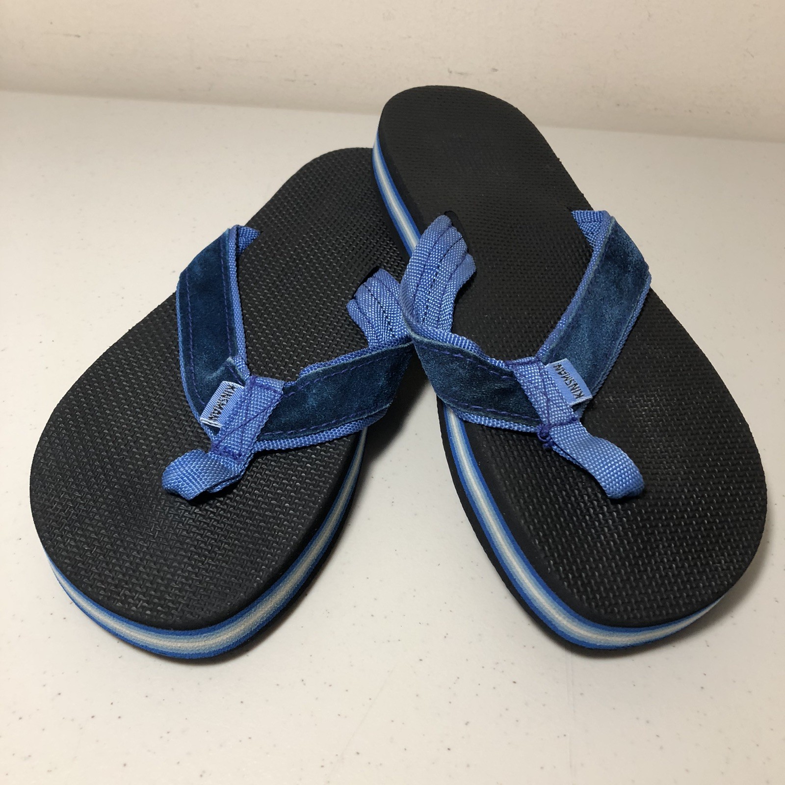 Kinsman 70’s 80’s Thongs Flip Flops Sandals Women’s M (~8.5) Blue Layered Foam