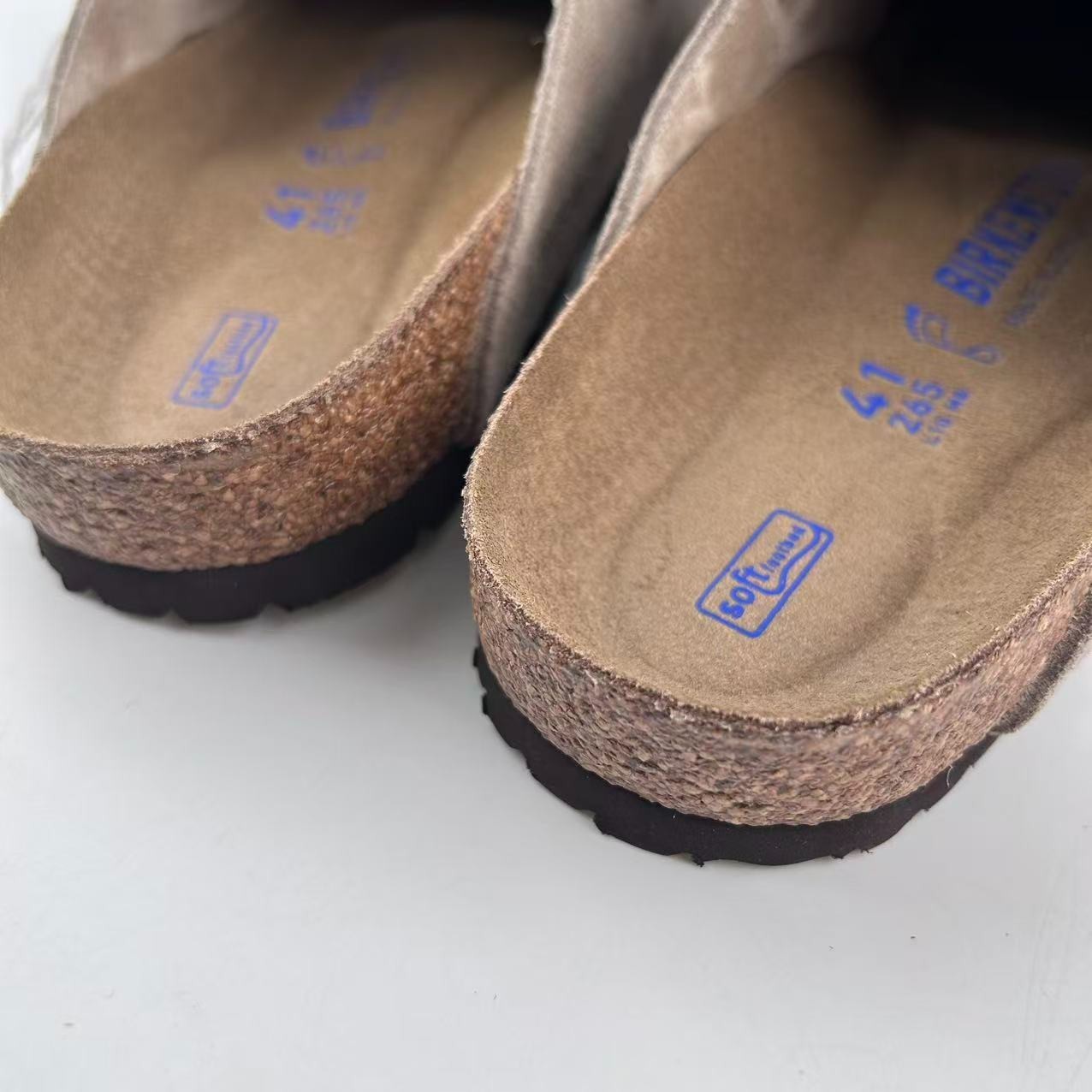 Birkenstock Boston Soft Footbed Taupe Suede Leather Unisex Shoes Clogs EU37-45