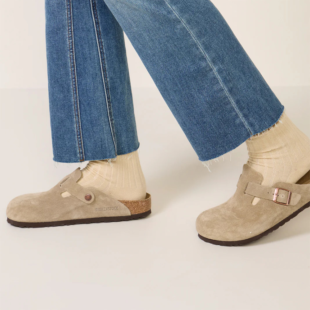 Birkenstock Boston Taupe Soft Footbed Suede Leather Clogs Women’s shoes