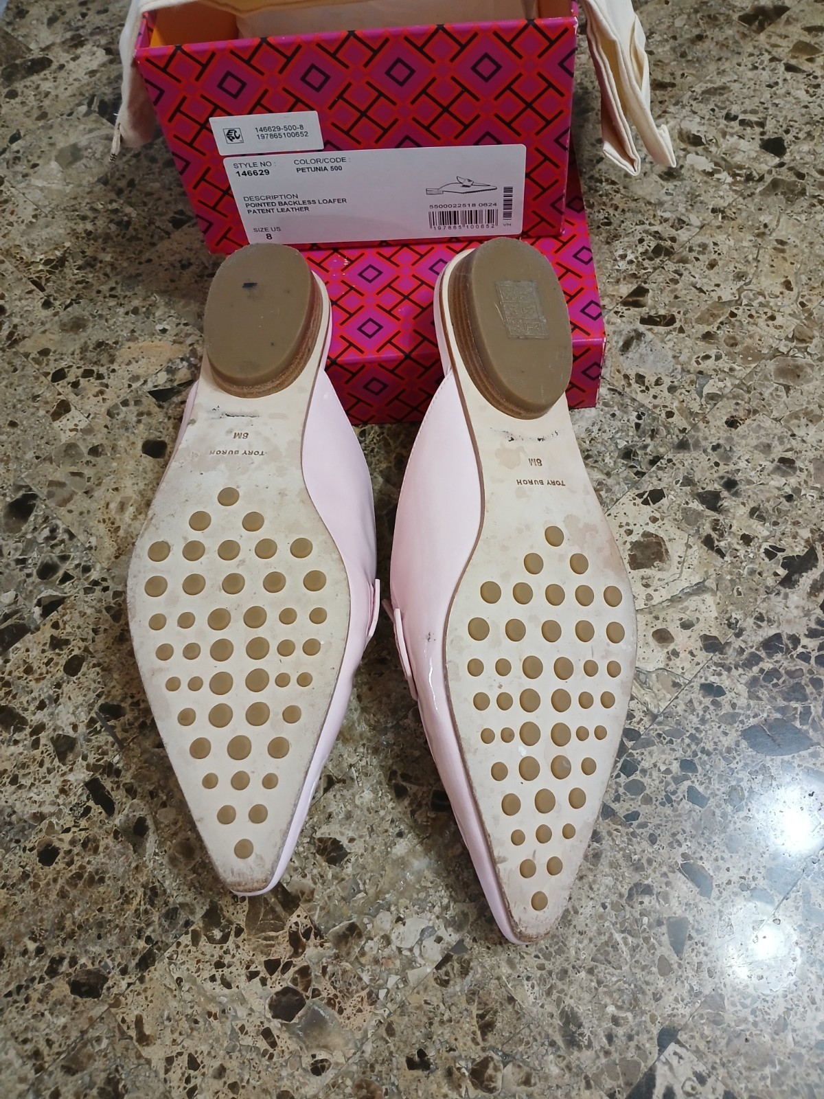 Tory Burch Pink Patent Leather Pointed Toe Loafer Flats Slip-On Women’s 8