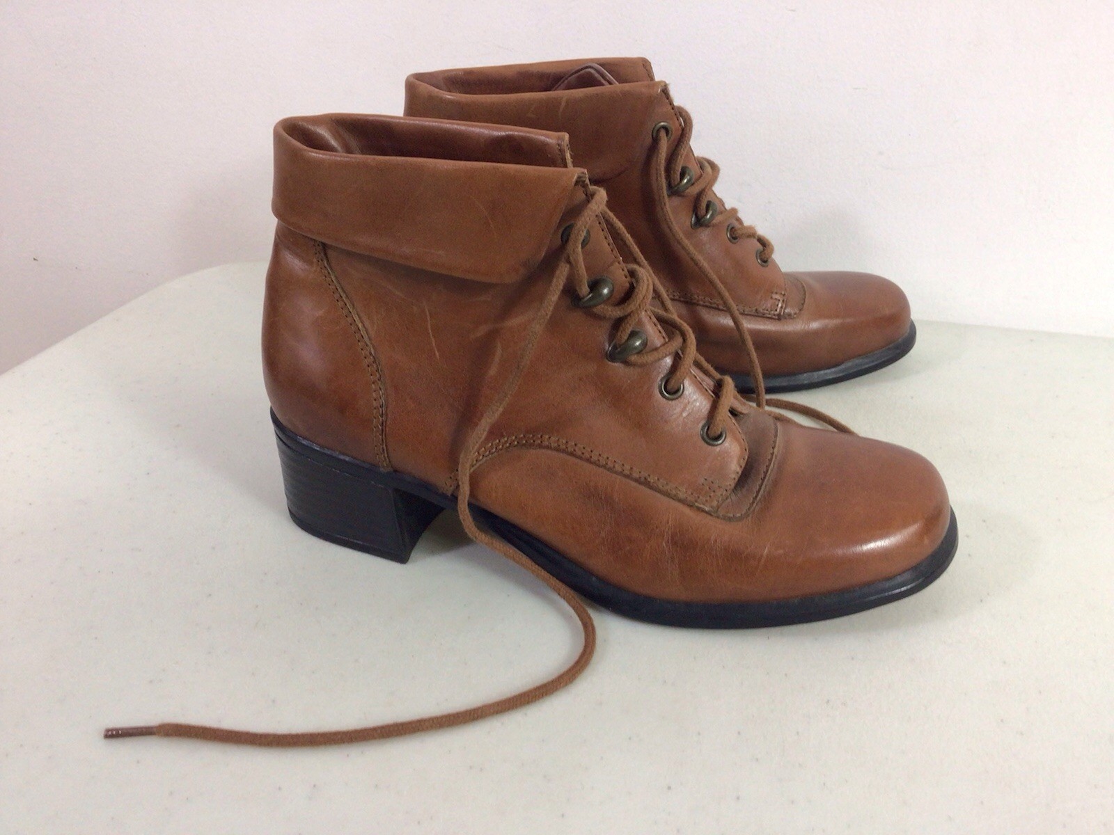 Michel Vintage Saddle Leather Ankle Boots Y2K Womens 8