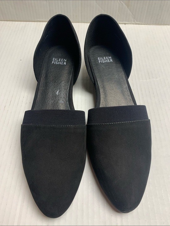 Eileen Fisher Ida Black D’orsay Suede Minimalist Flats Size 9