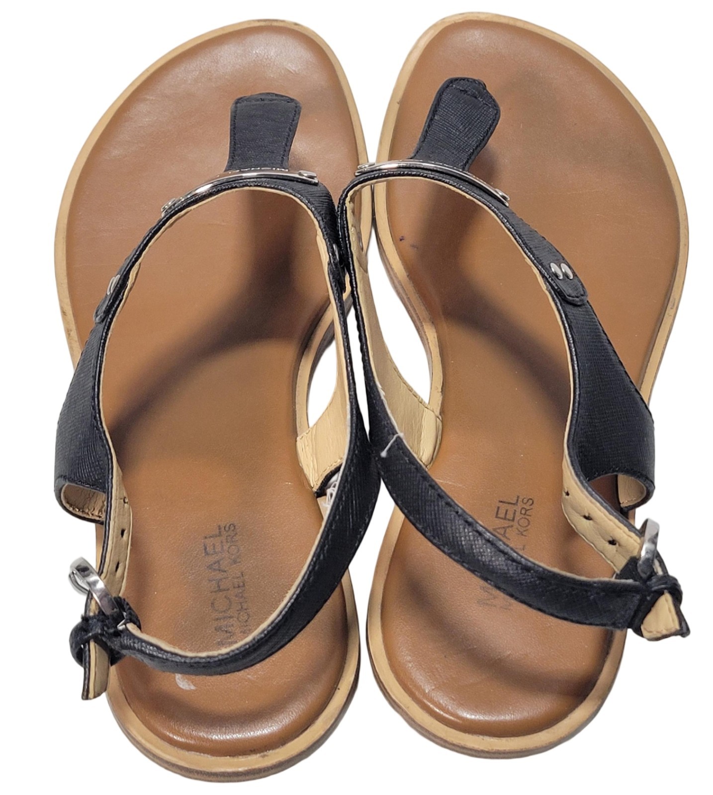 Michael Michael Kors MK Plate Thong Sandals Women’s 7.5 M Black
