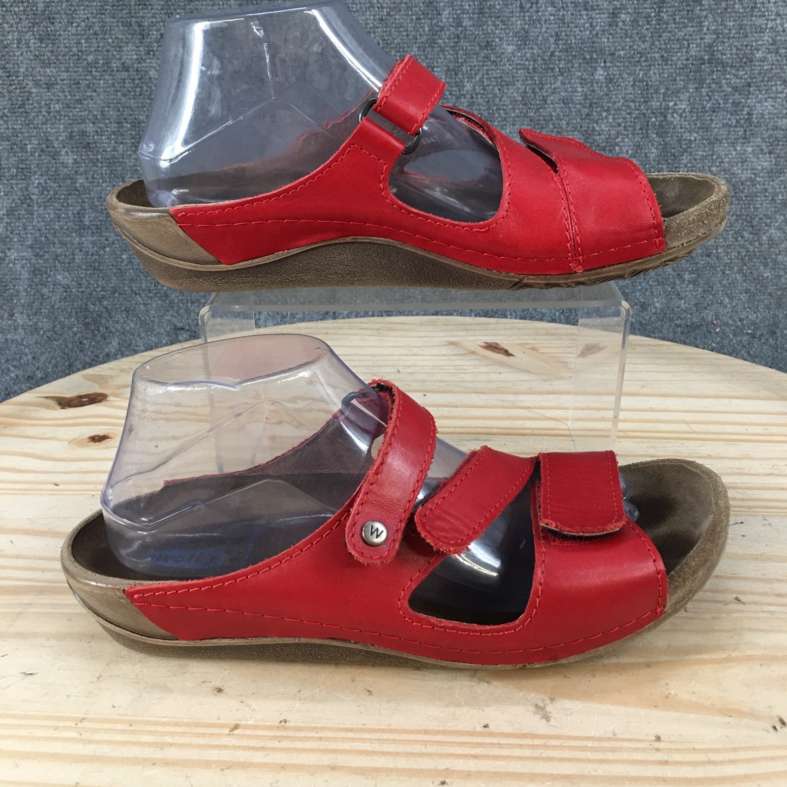 Wolky Jasper Sandals Womens 40 Casual Slip Slide Z-Strap Adjustable Red Leather