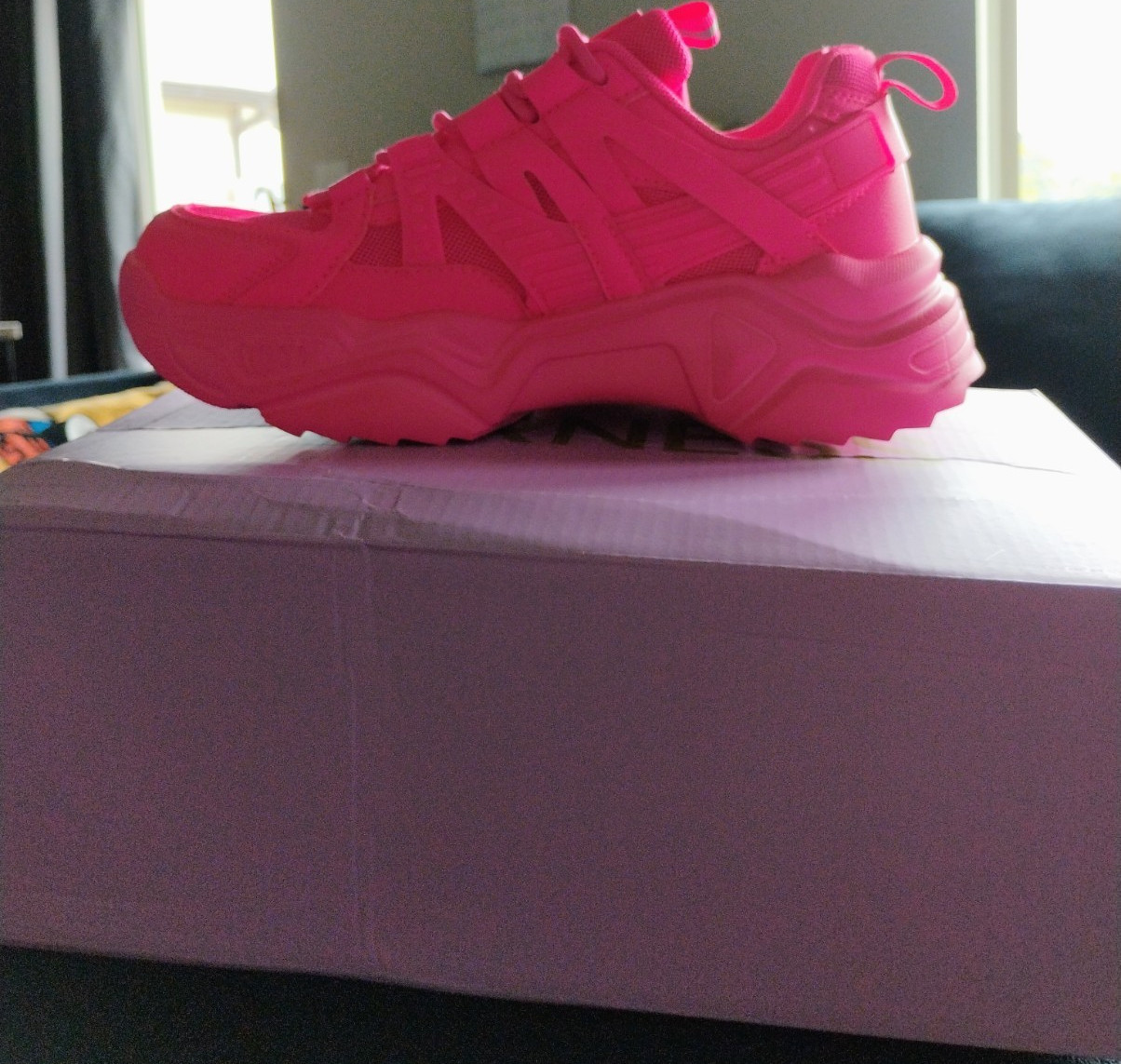 BERNESS Briella Hot Pink Lace Up Low Top Athletic Sneakers for Women