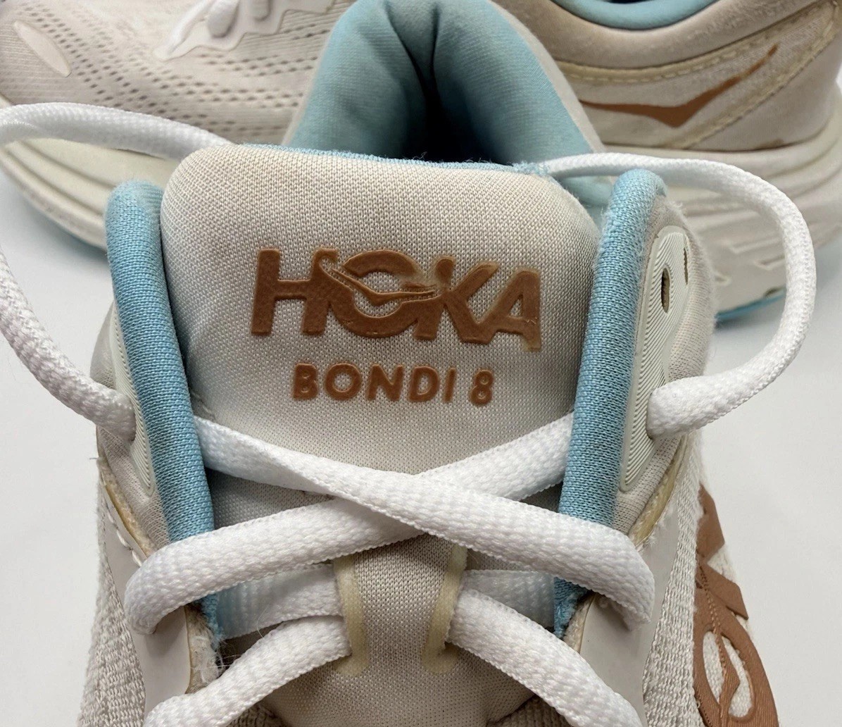 HOKA Bondi 8 Rose Gold White Womens Running Walking Athletic Sneakers Size 8.5