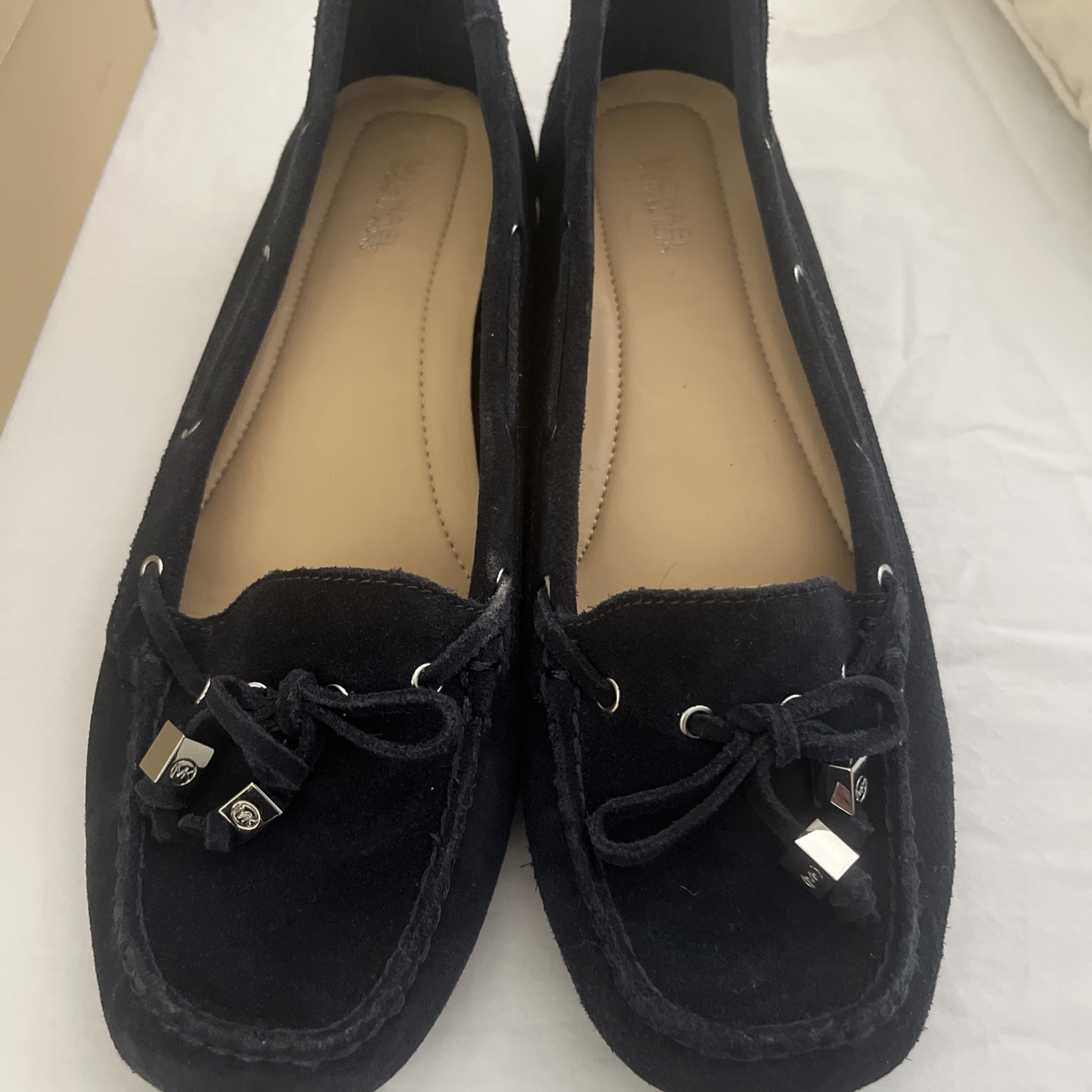 MICHAEL Michael Kors Navy Blue Suede Amber Moccasin Flats Size 8.5