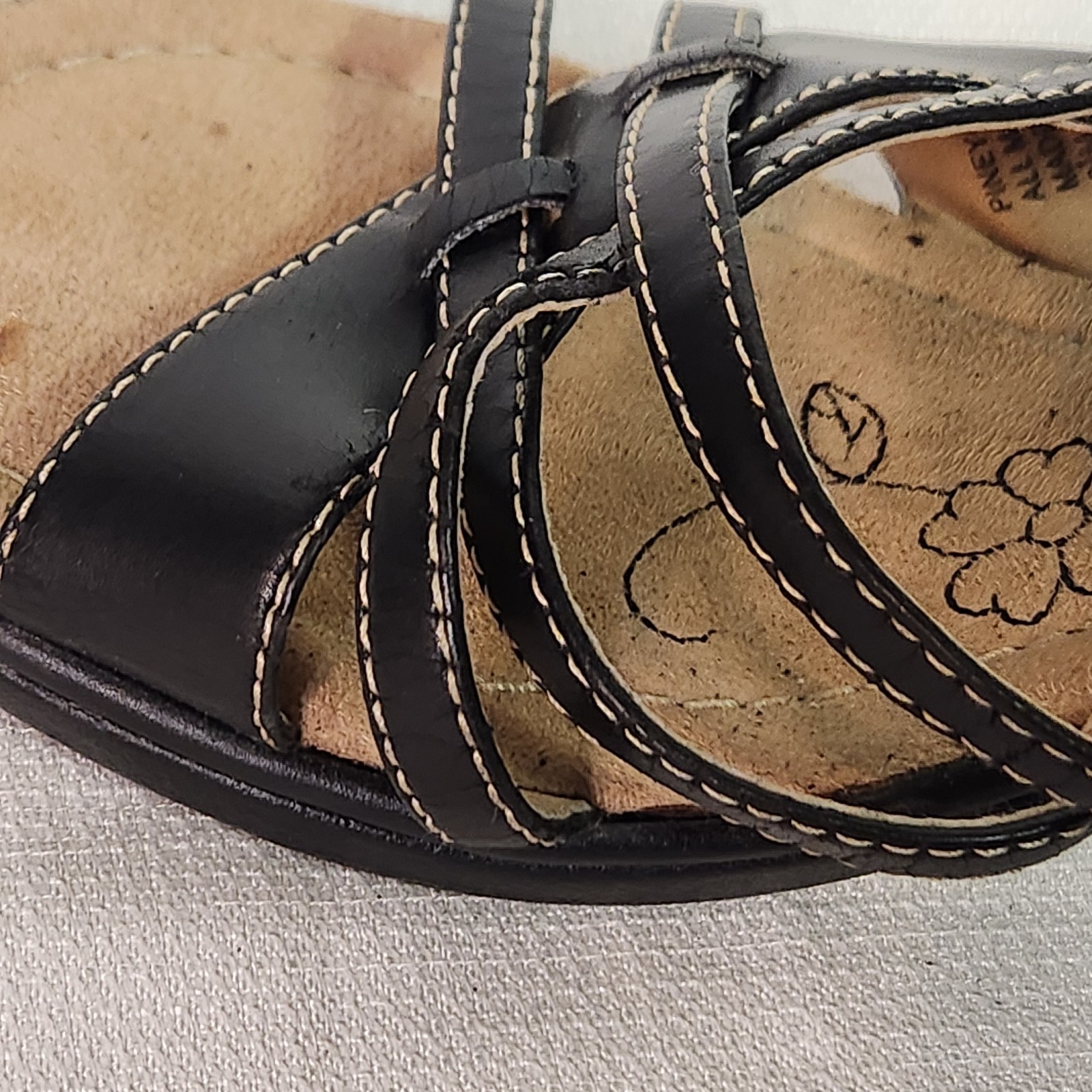 VTG 90s Y2K Mudd Piney Black Faux Vegan Leather Strappy Heel Sandals 6.5