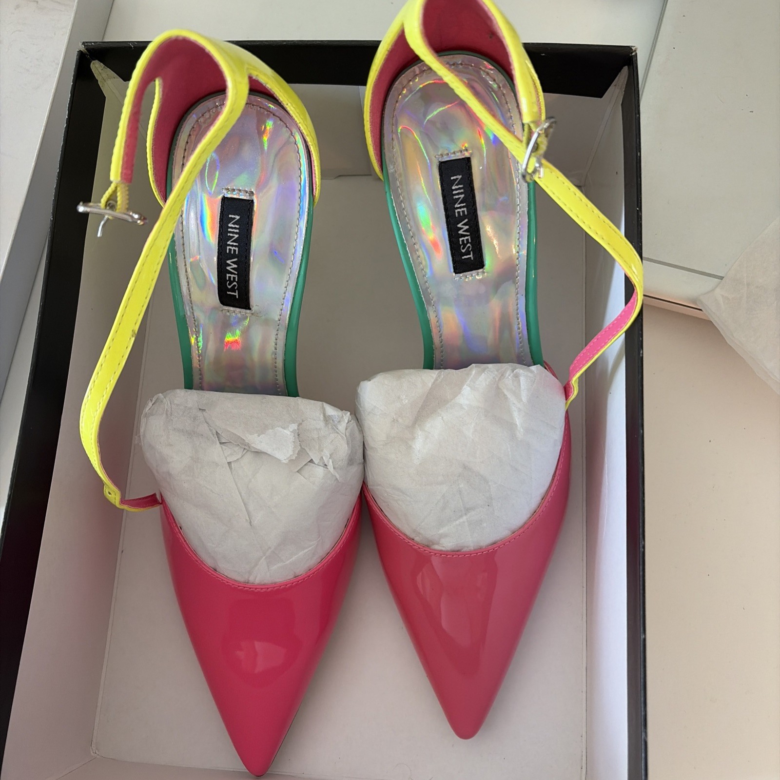 Nine West Medium Pink And Yellow Heels Size 9M