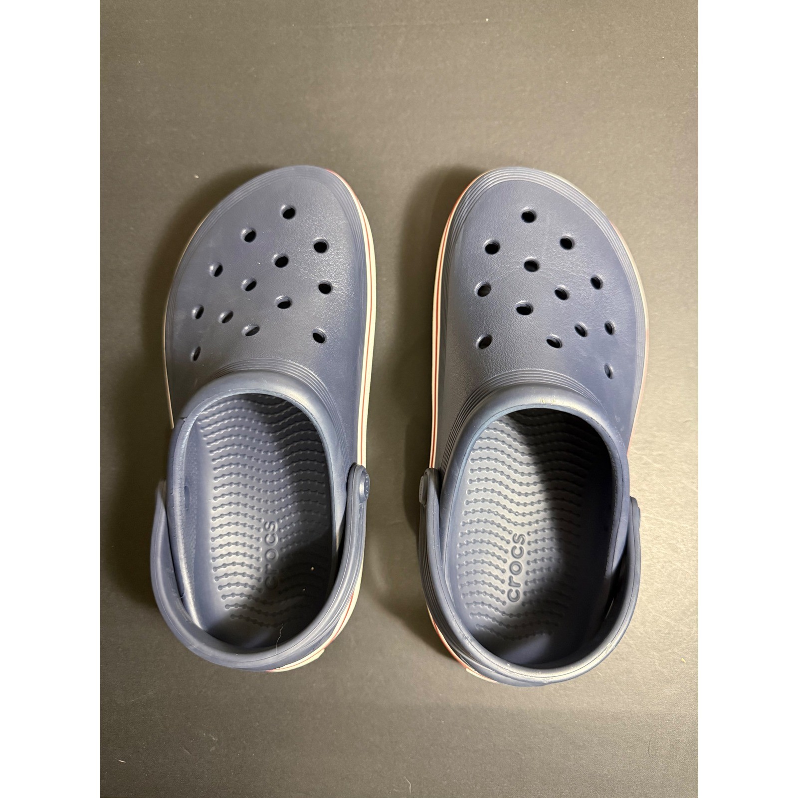 Crocs Crocband Clogs Navy Blue Red White Stripe Mens 4 Womens 6 Sporty Comfort