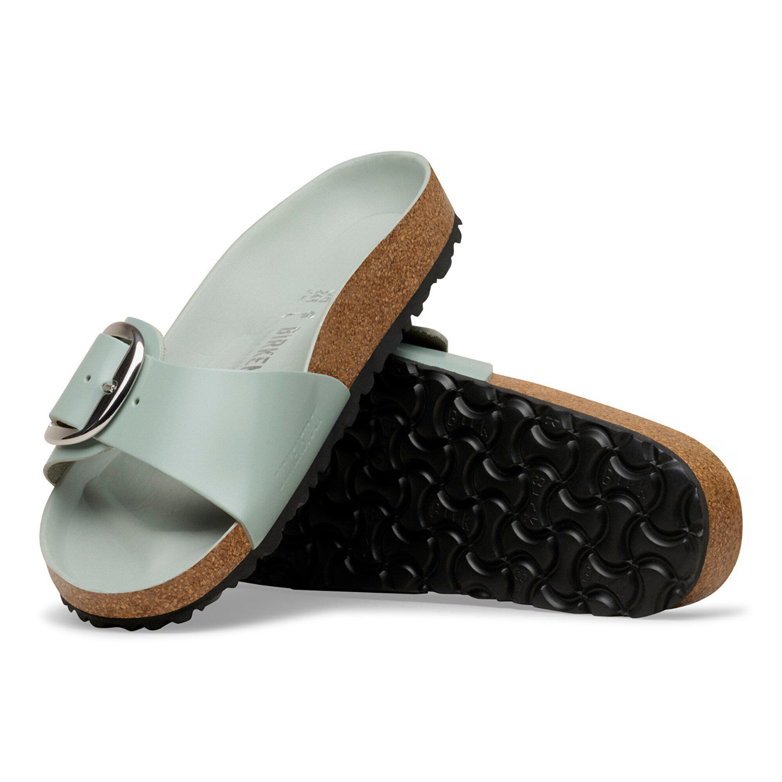 Birkenstock Women Madrid Big Buckle Leather High Shine Sandals Sage EU 39 NAR