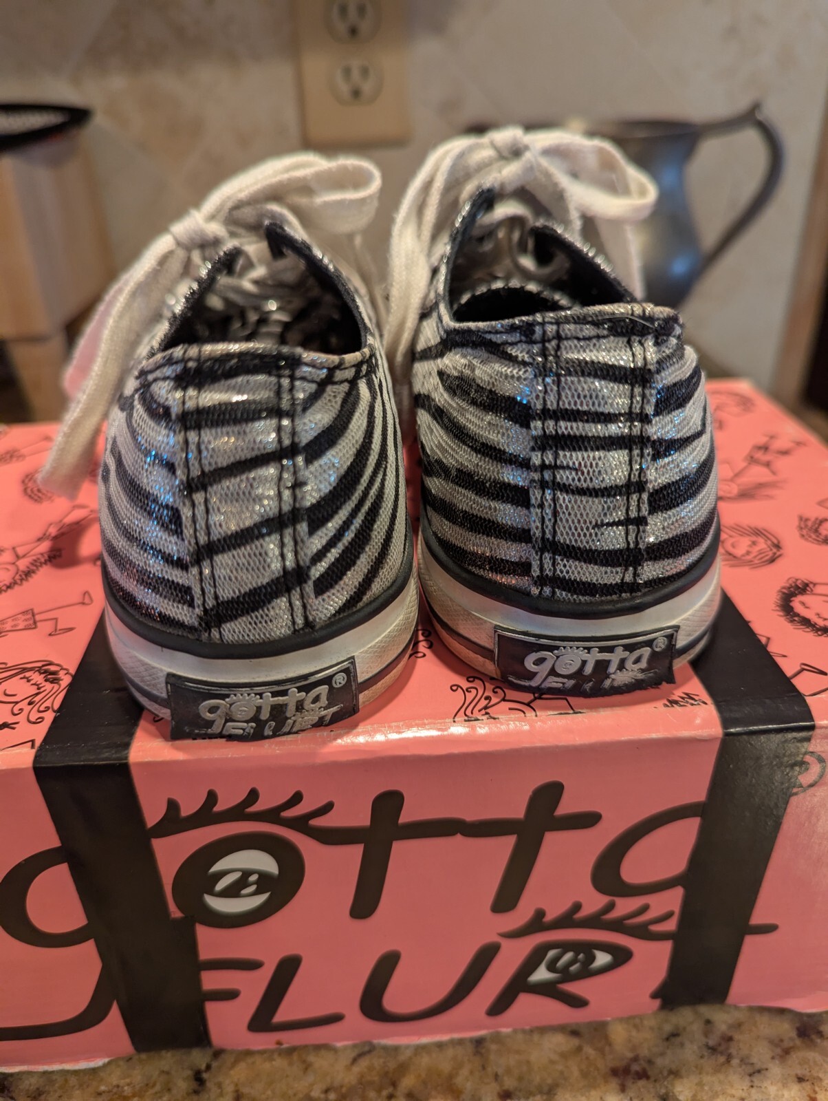 Gotta Flirt Brand And Silver Shimmery Sneakers Size 6.5