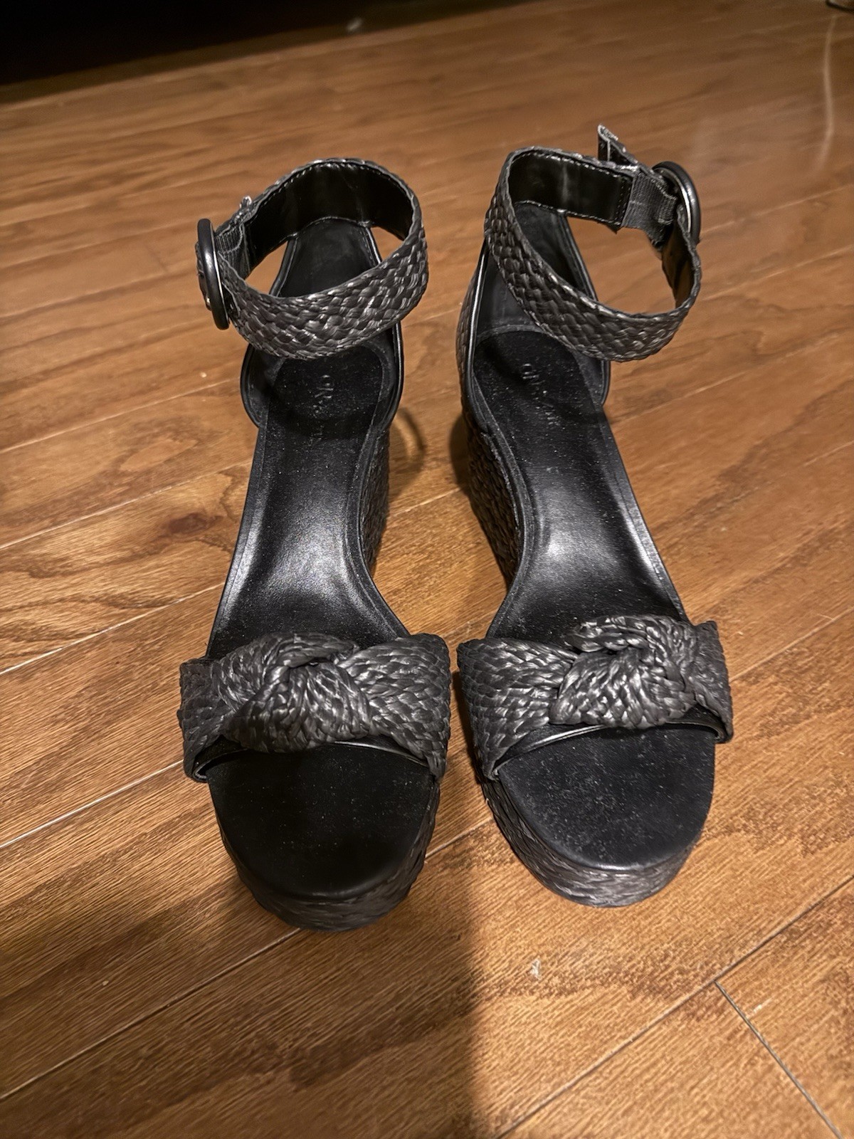 On 34th Nihari Ankle-Strap Platform Wedge (Women’s) – Black – Sz 8 M