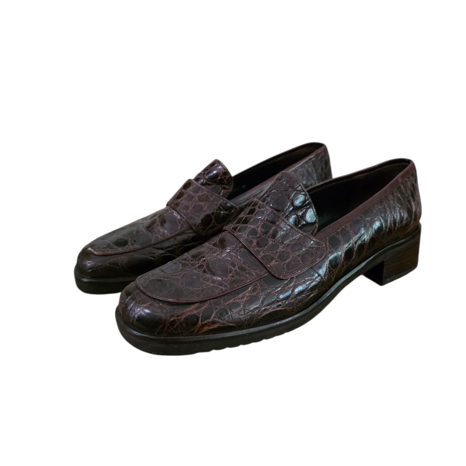 Giorgios of Palm Beach Genunie Crocodile Loafers Brown 8.5 JO