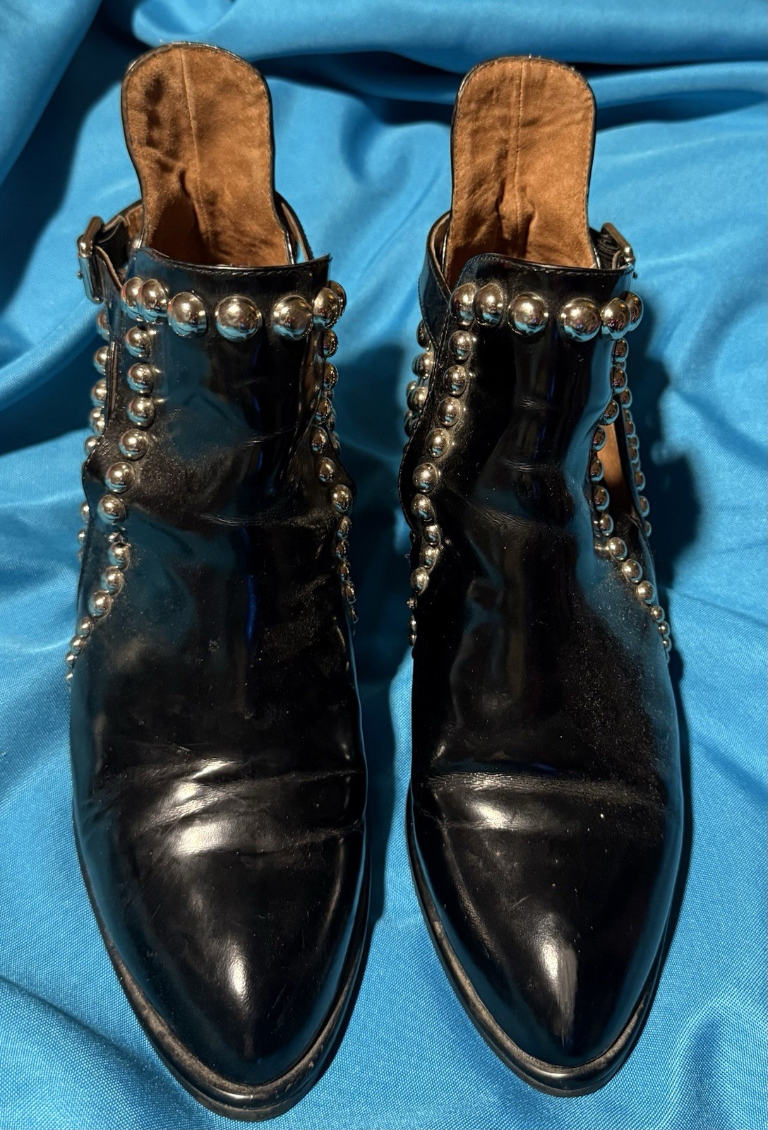 Jeffrey Campbell🔥Rock N Roll🔥Black Silver Studded Buckle Boots Silver 8.5