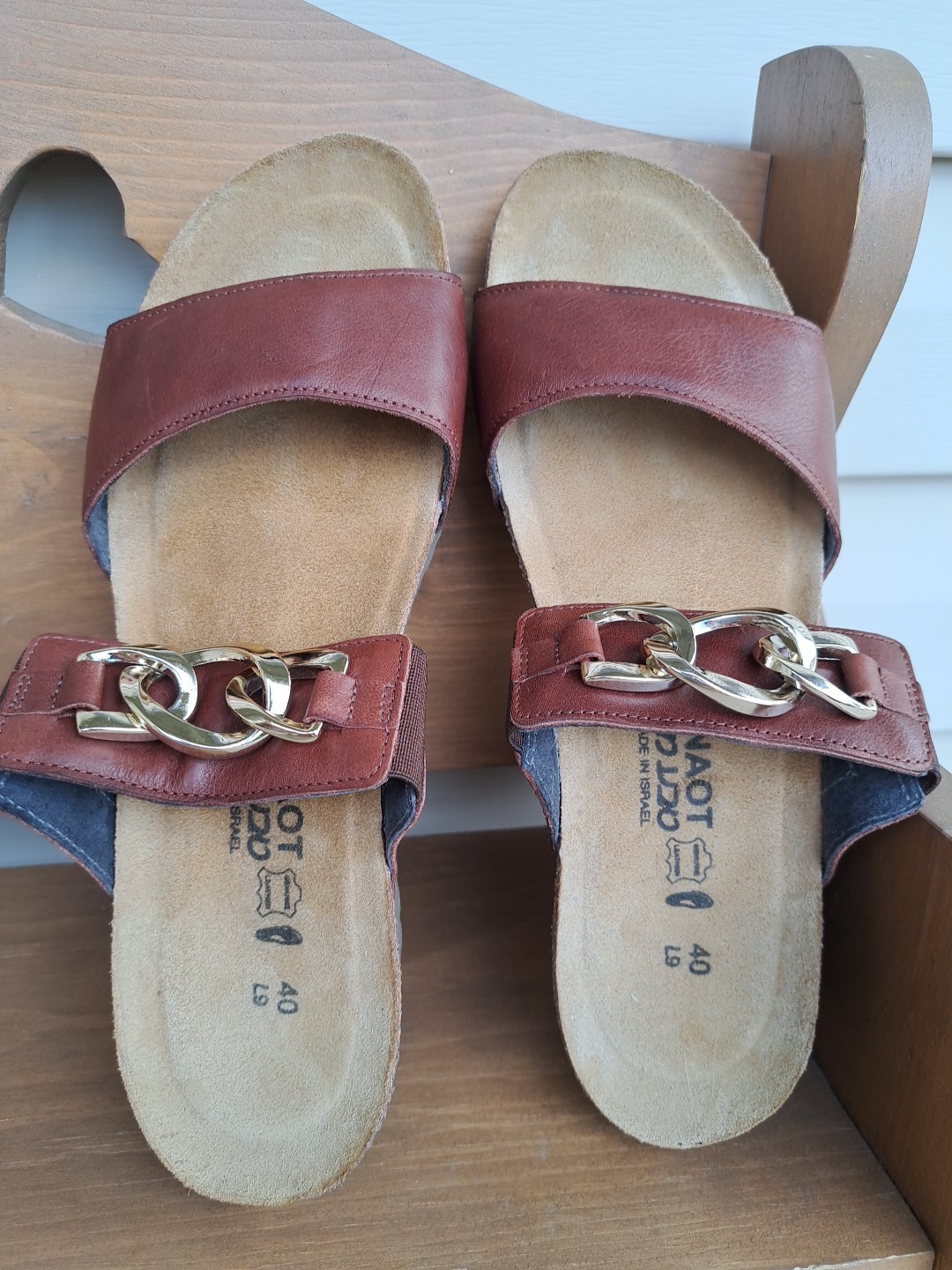 Naot Victoria Wedge Sandals Women’s 9 Chestnut Leather Anatomic Cork Comfort
