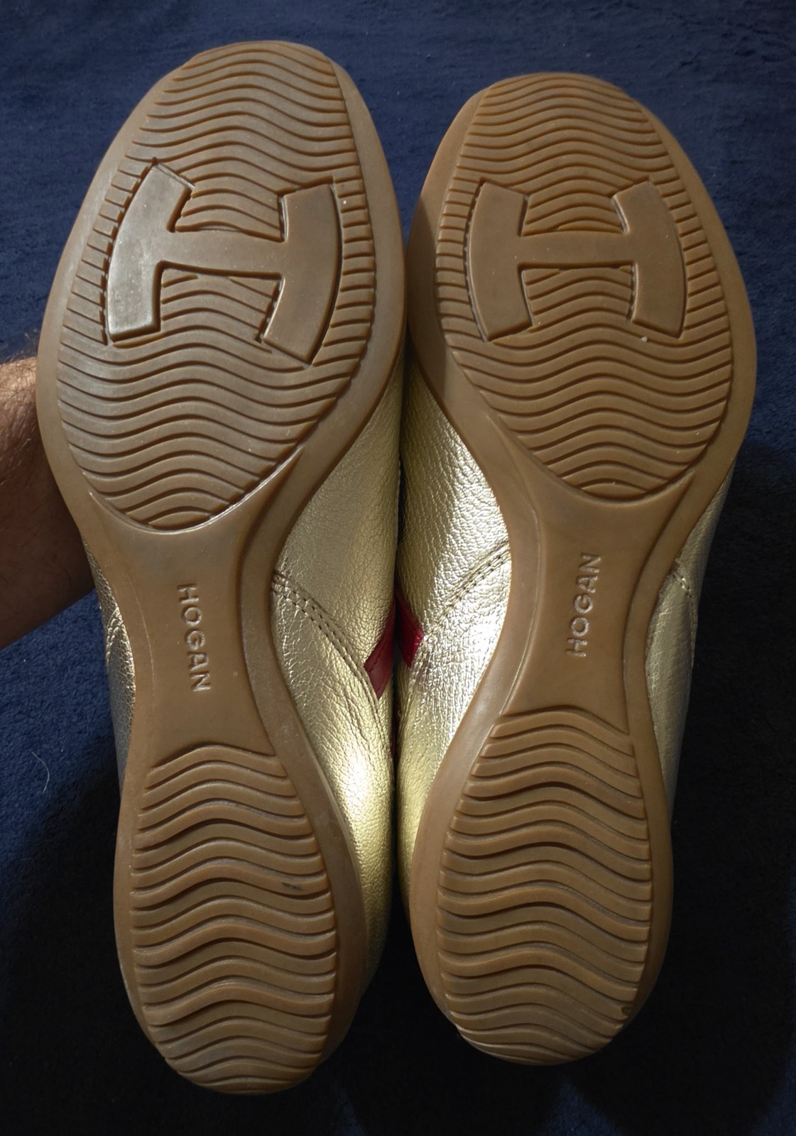 Hogan Sprint Atletica Vintage Gold Red Leather Cutout Sneakers NOS women’s 9 US