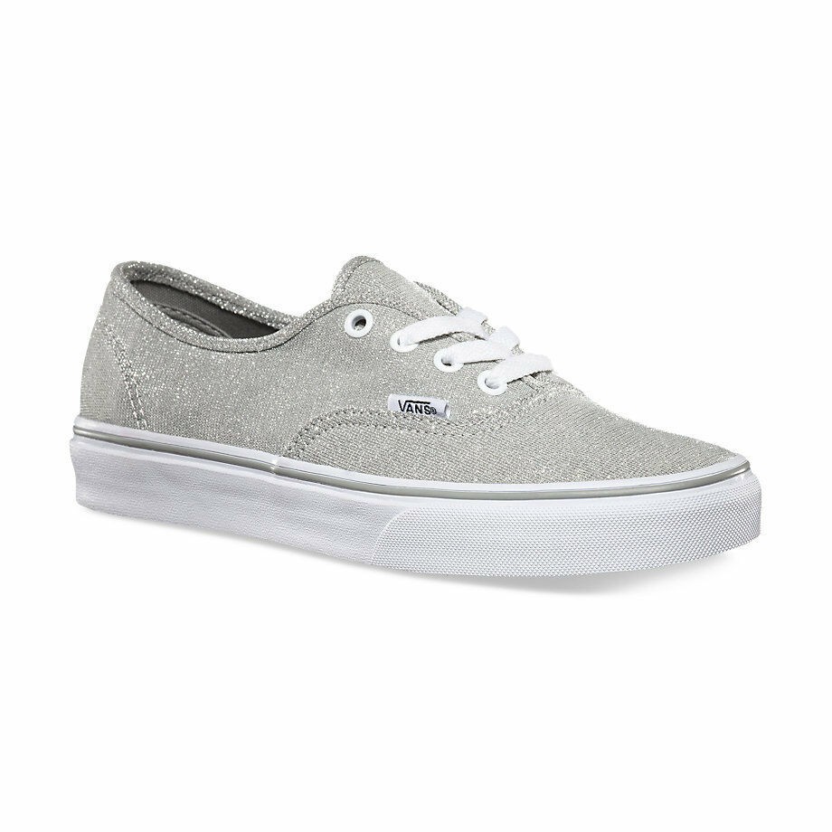 Vans SILVER SHIMMER Authentic Womens Shoes (NEW) Bling Prom Wedding – FREE SHIP