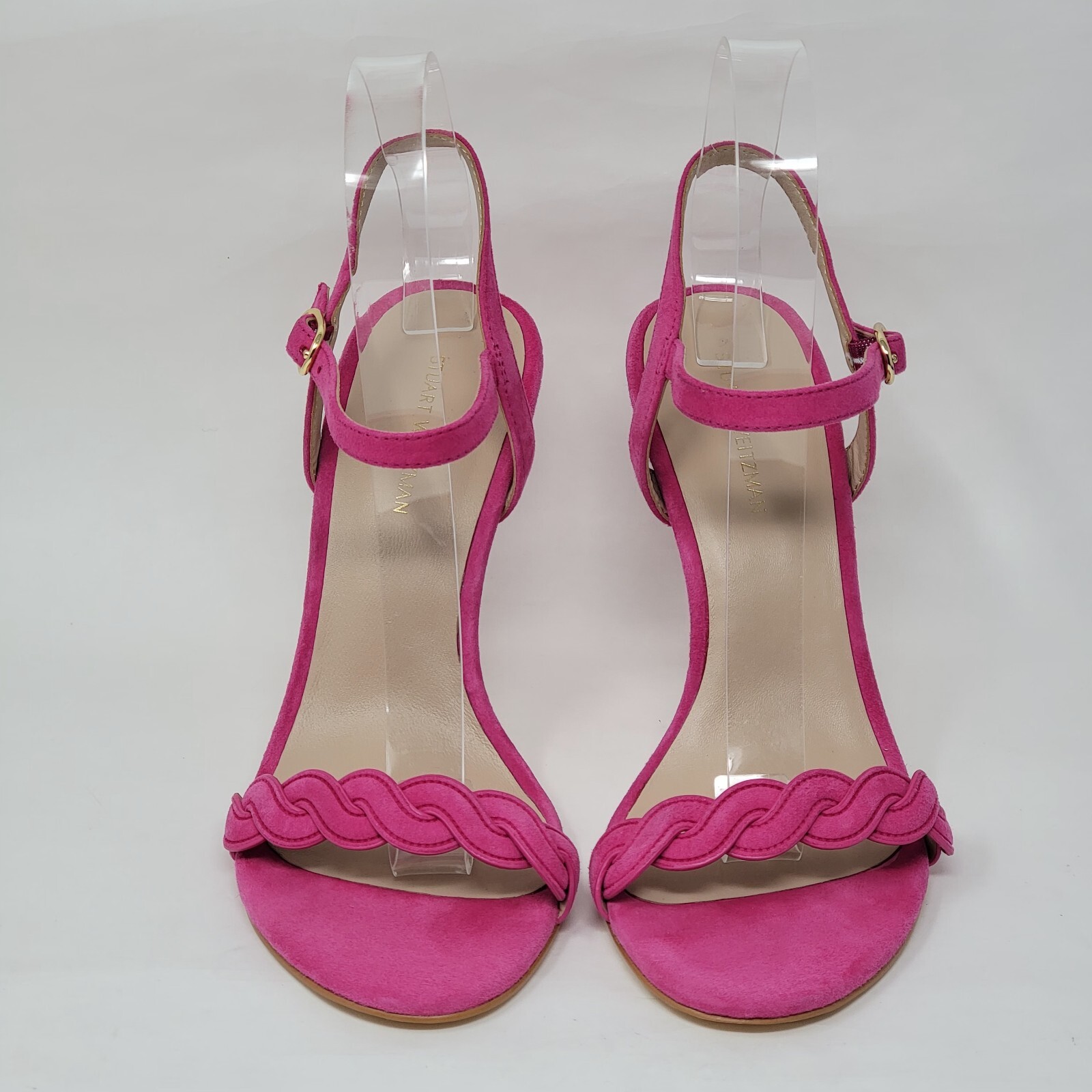 Stuart Weitzman Womens Dancer Twistie 100 Suede Pink Stiletto Heels Size 7.5 New