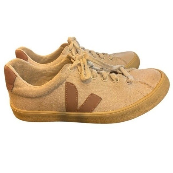 Veja Esplar Sneakers Womens 8.5 Mens 7 Cream Pink Canvas Good Low Top Shoes