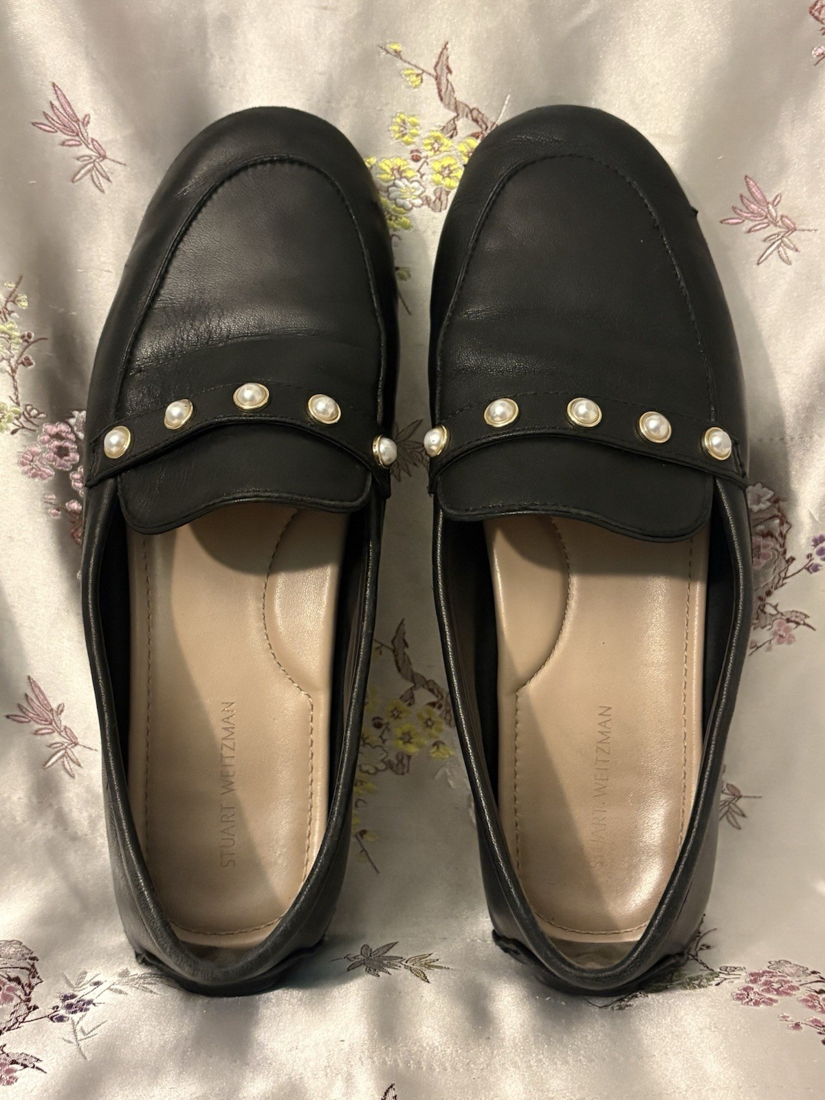 Stuart Weitzman Loafer Black Pearl Leather Loafers EU39 US8.5