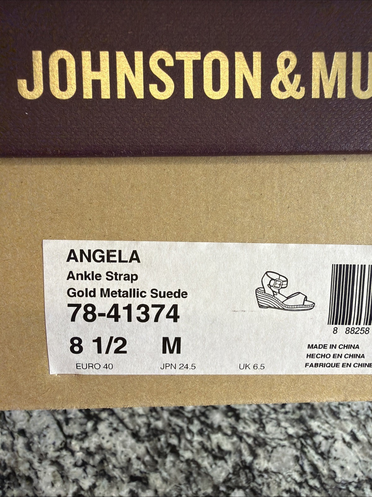 Johnston & Murphy Angela Espadrille Wedge Gold Metalic Suede Sandal 8.5 M