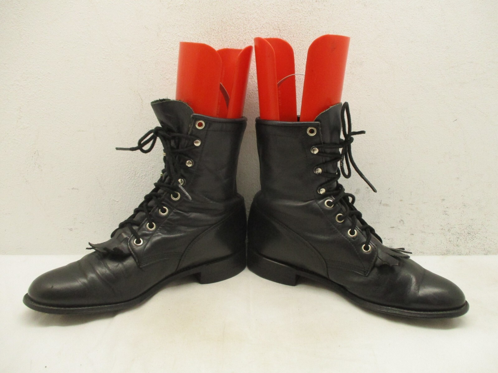 Justin Black Leather Roper Lace Up Womens Ankle Boots Sz 6.5 B Sty L0506 USA