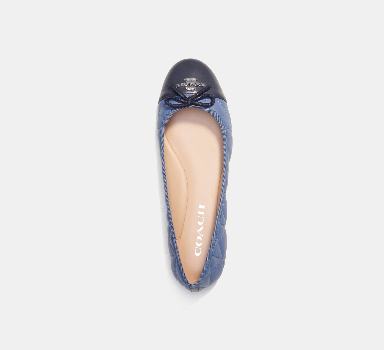 Coach Flat Shoes Women’s Two Tone Blue Leather Allyson Quilted Ballet Slip On