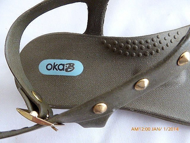 OKA-B OLIVE GREEN GOLD EMBELLISHED STRAPPY SANDALS US 7 EUR 37