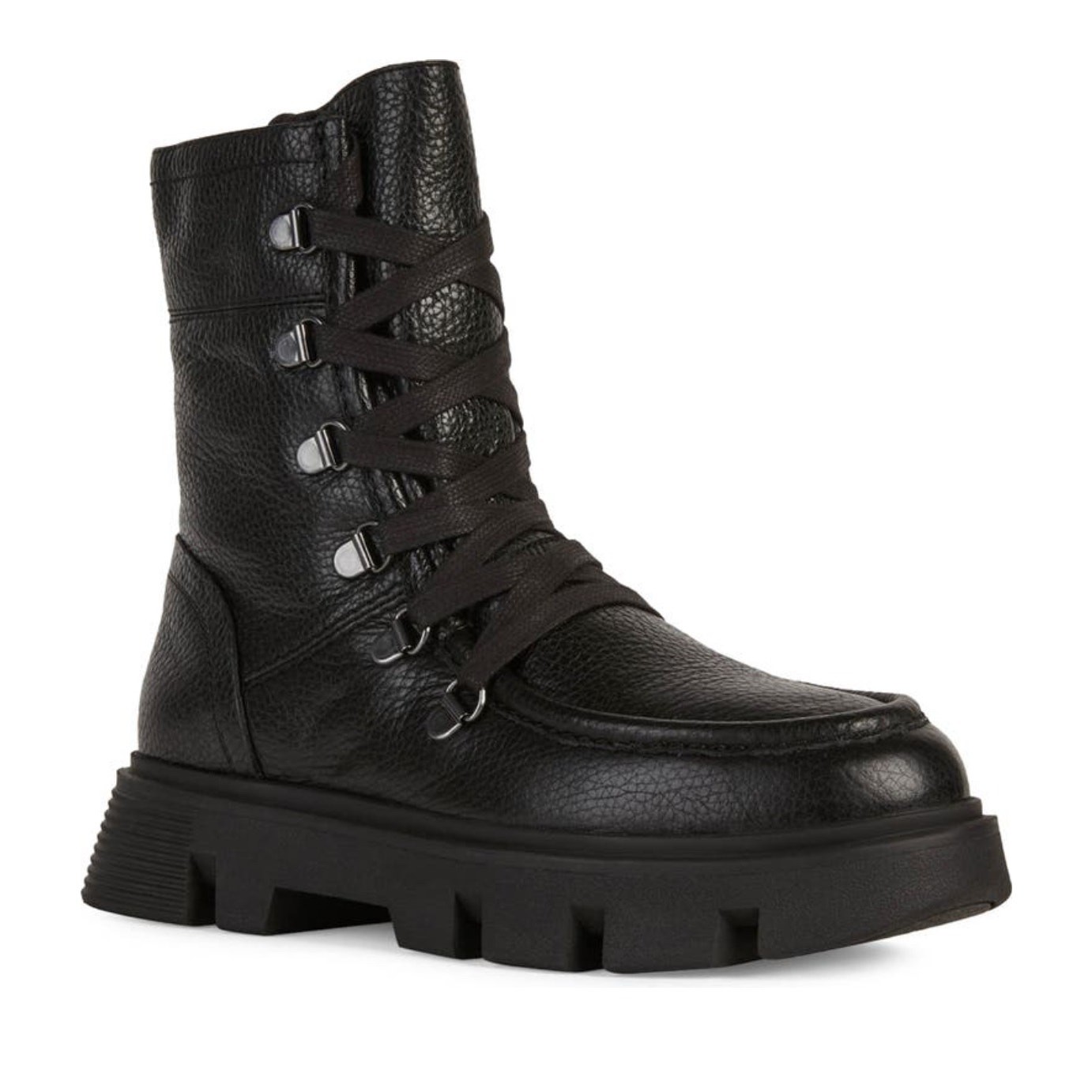 Geox Vilde Combat Boots Black Lace Up Edgy Street Style Size 38 US 8