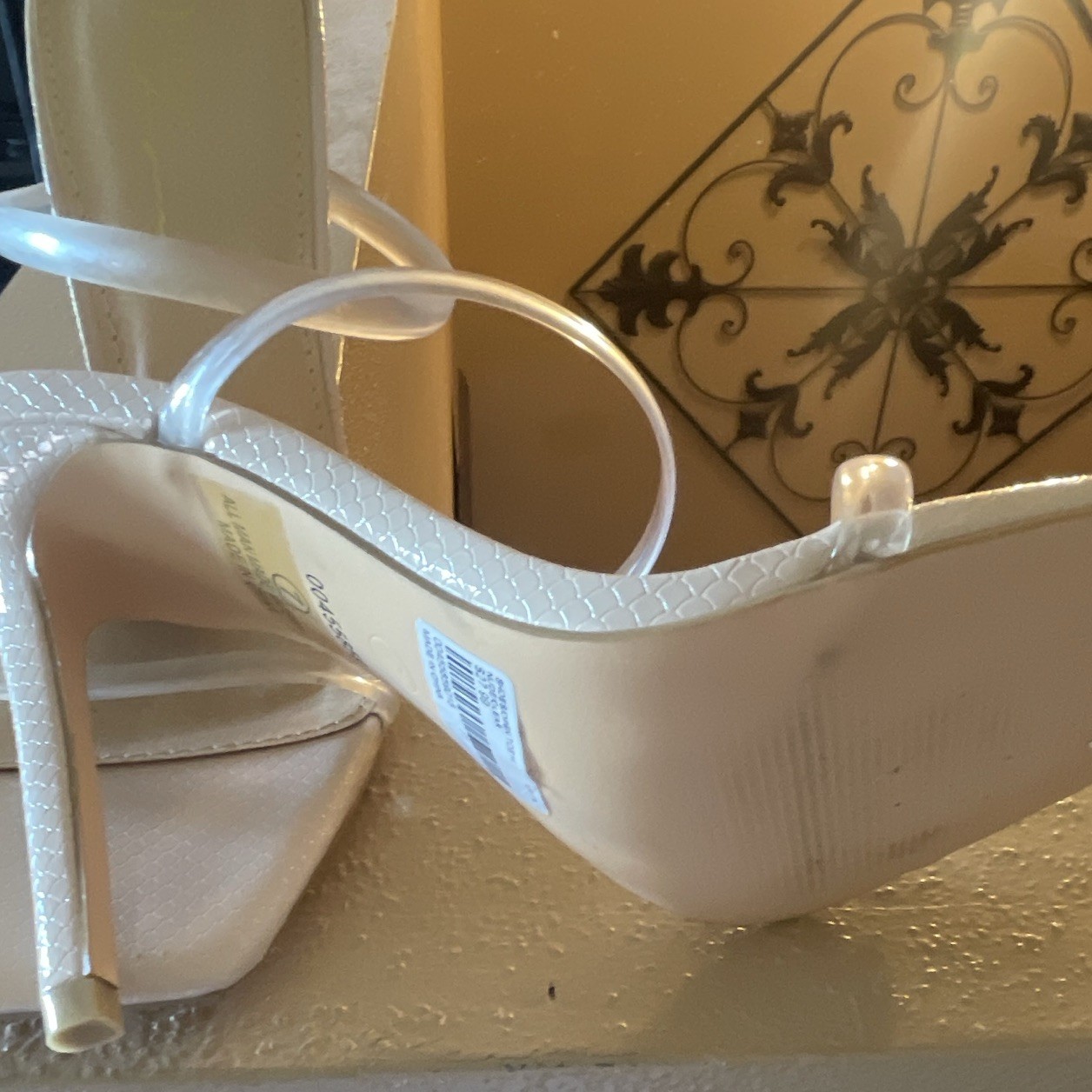 Olaian Womens White/Clear Synthetic Open Toe Slip-On Strappy Stiletto Heel 7
