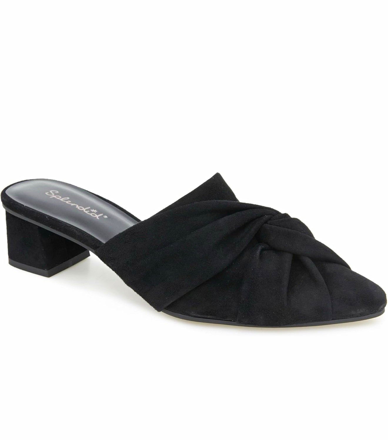 Splendid Women’s Black Suede Knot Pointed Toe Mule Slip On Heels Size 11