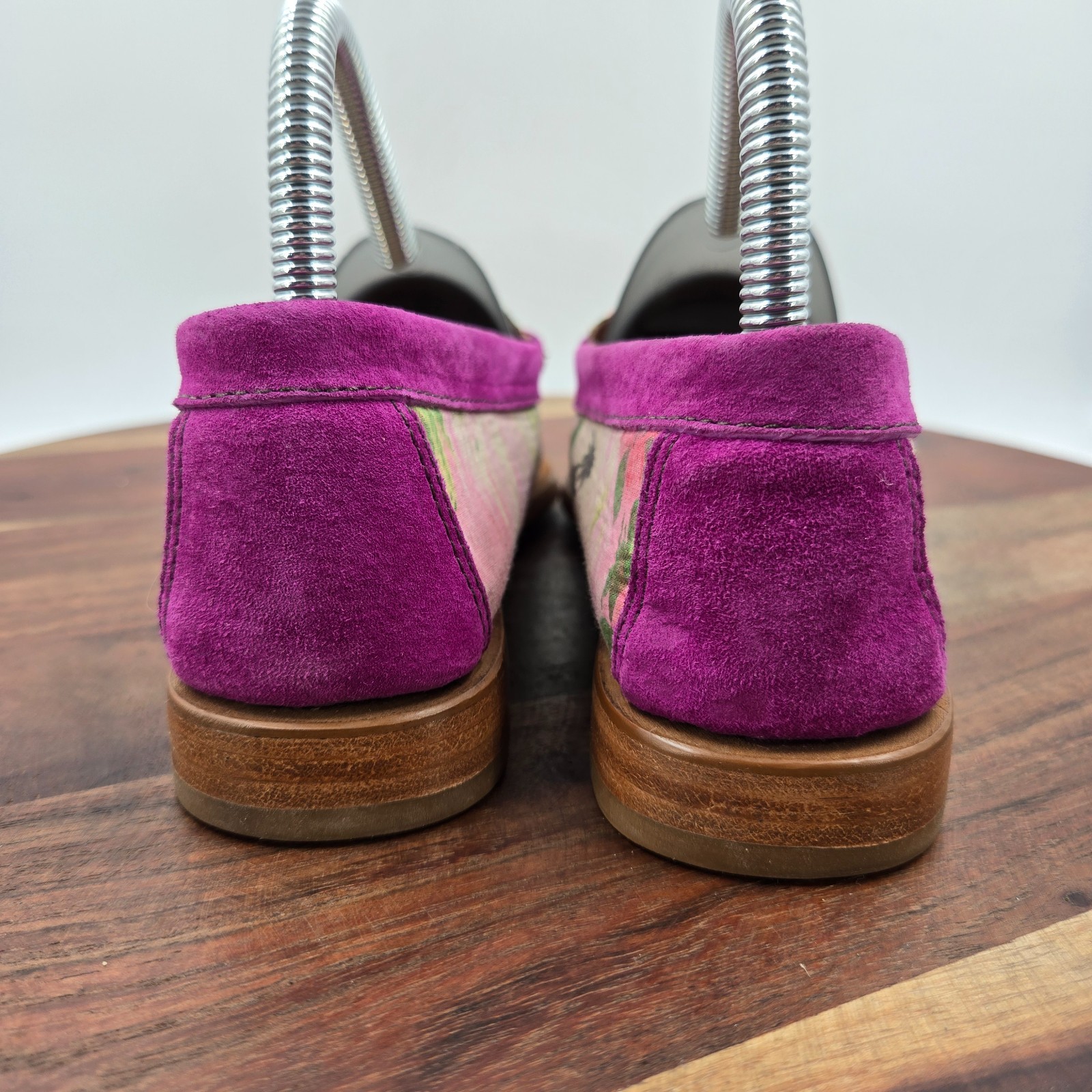 GH Bass Weejuns Shoes Women’s 5.5M Purple Pink Tropic Floral Suede Penny Loafers