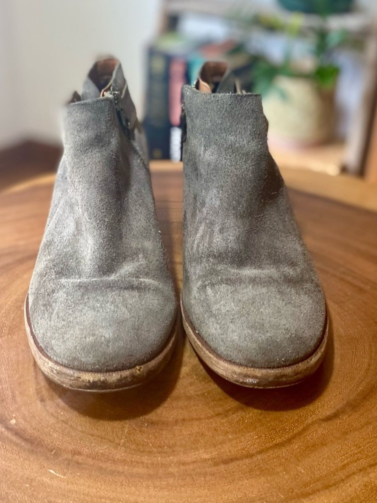 Kork-Ease Mesa Grey Suede and Leather Comfort Ankle Boots with Buckle Size 7.5 M
