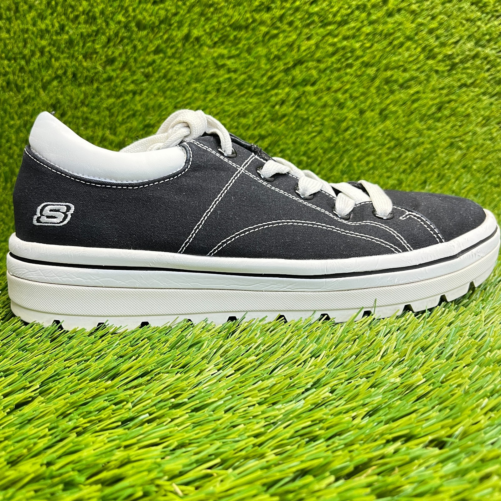 Skechers Street Cleat Womens Size 10 Black White Athletic Running Shoes Sneakers
