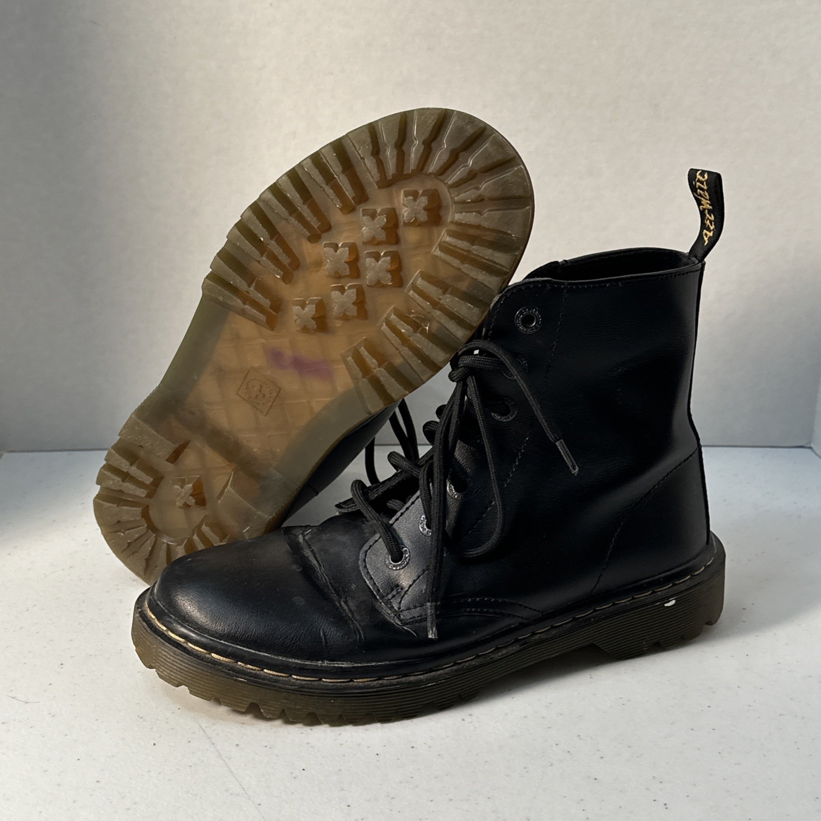 Dr. Martens Luana Black Leather Combat Boots Women’s Size 8 US / 6 UK