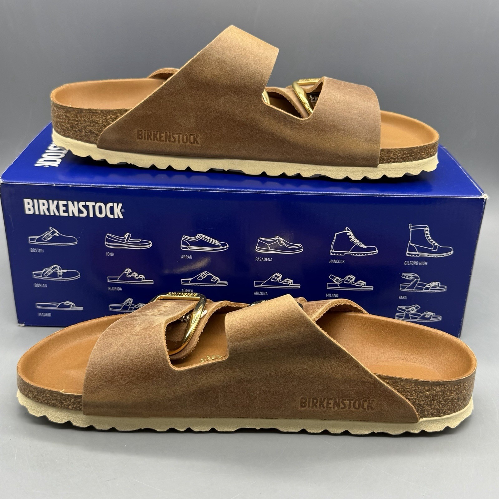 Birkenstock Arizona Big Buckle Women’s EU 39 US 8 Leather Sandal Cognac Narrow