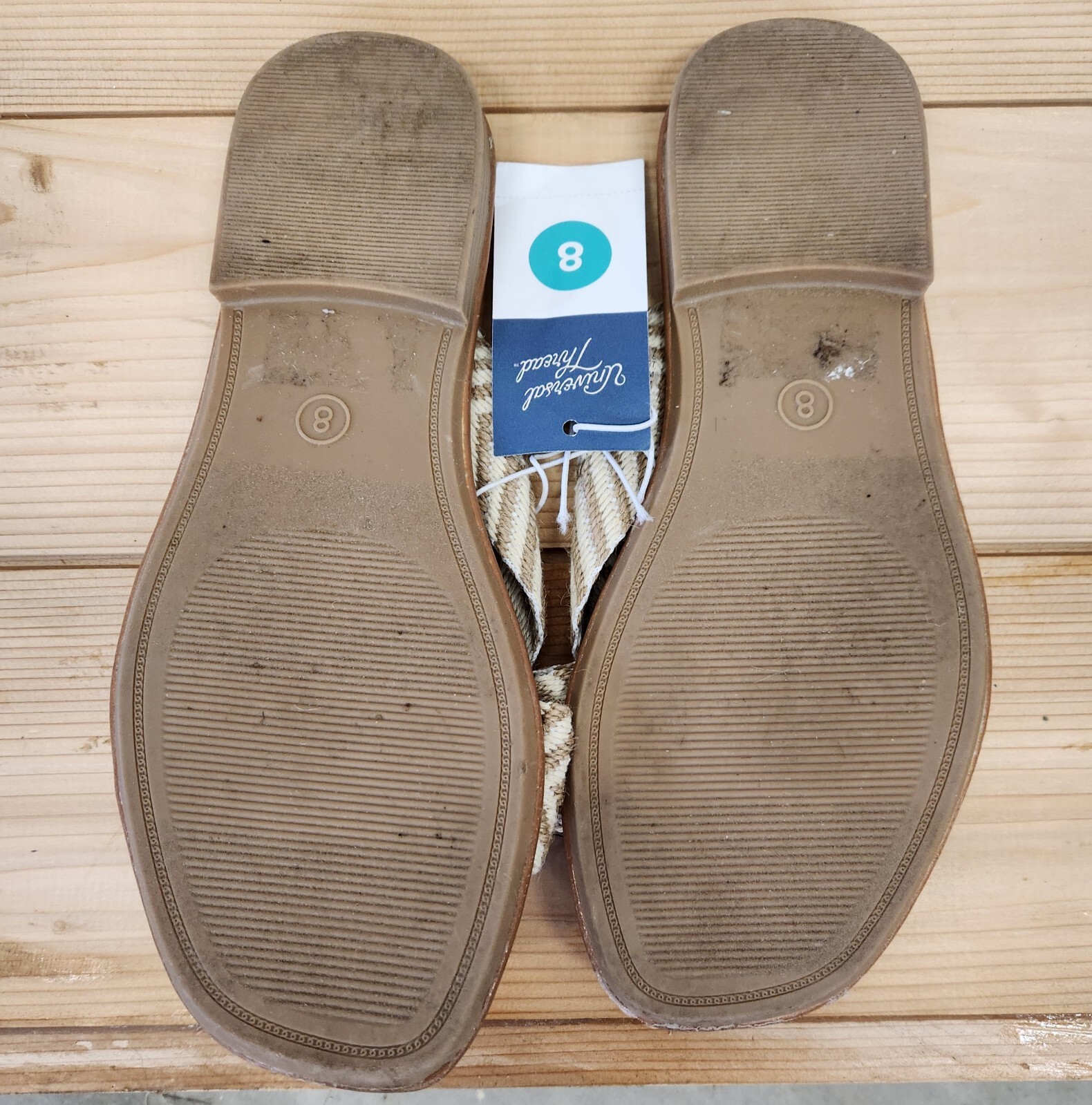 Women’s Slip-On Sandal Shoes Size 8 by Universal Thread Chevron Tan/Louise FLAWS