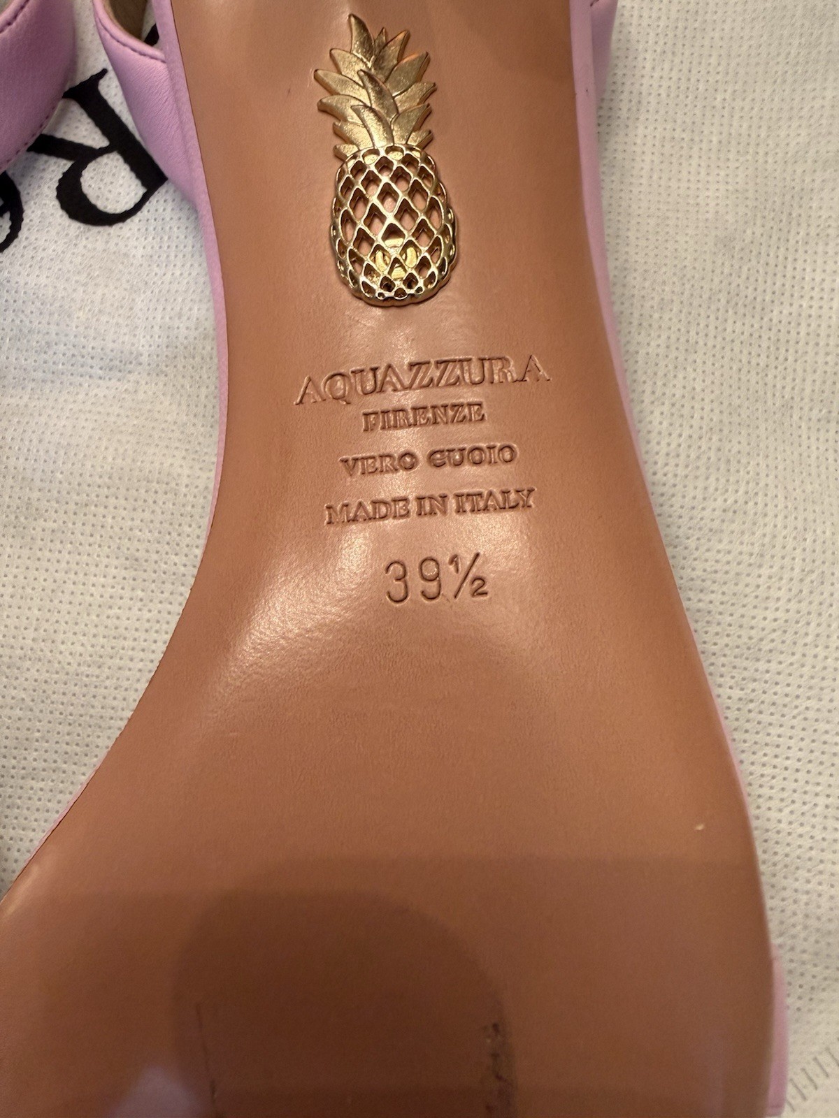 Aquazzura Pink Leather Slingback Open Toe Kitten Heel Women’s EU 39.5 US 9.5