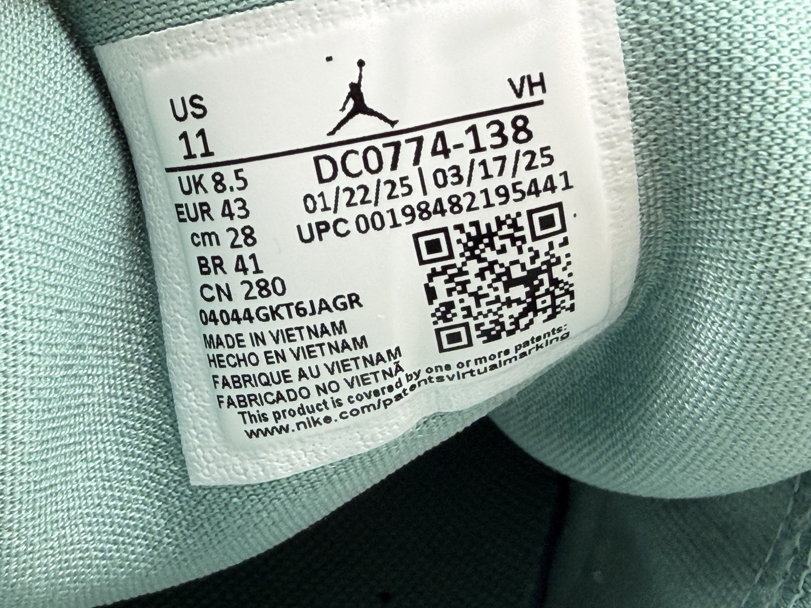 Women’s 11 / Men’s 9.5 – Nike Jordan 1 Low Cannon Sail LE DC0774-138 No Box Lid