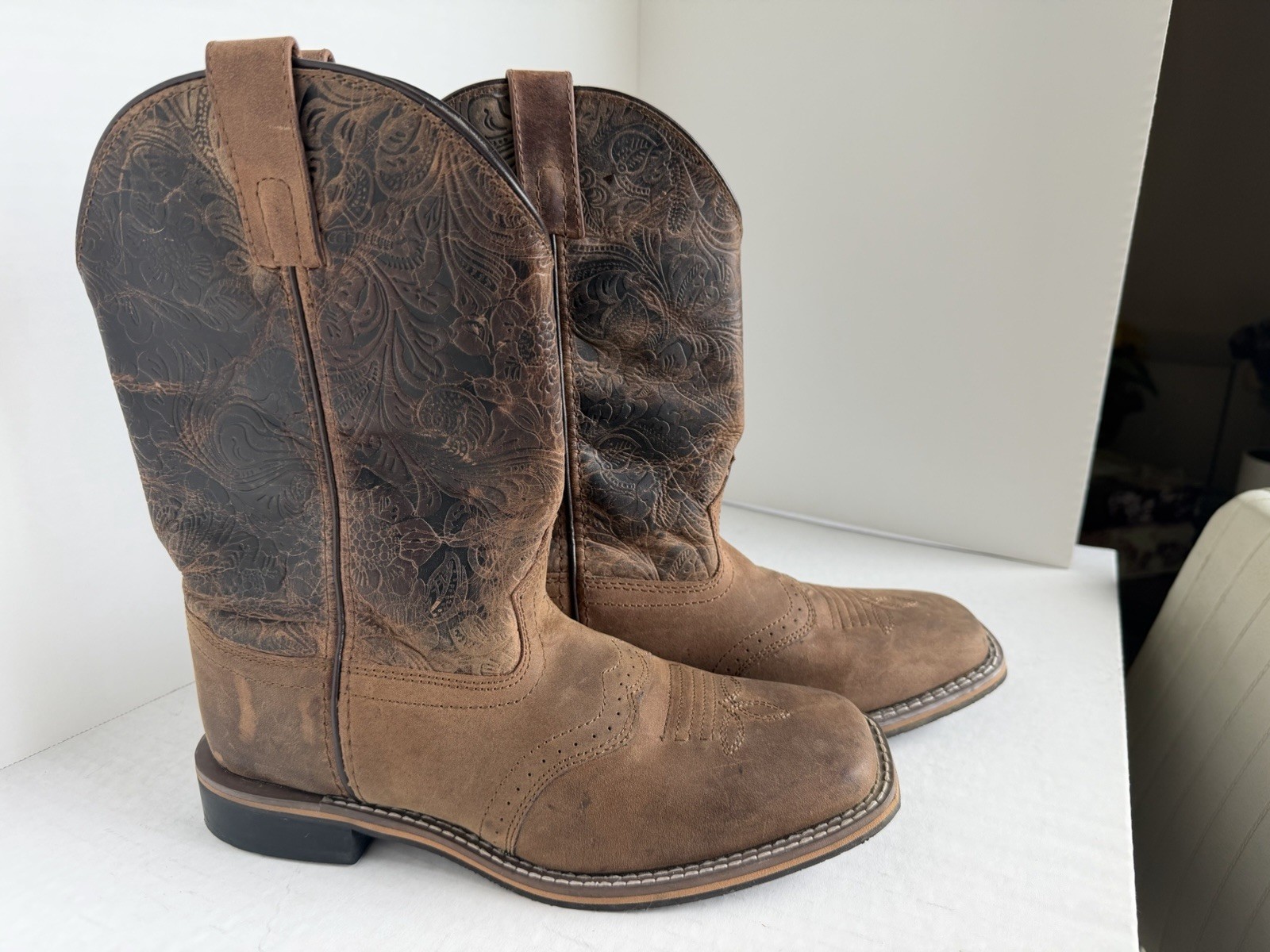 Smoky Mountain Western Boots Womens Brandy Size 8 Embossed 6932 Beautiful Boot