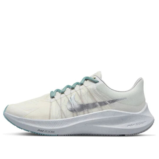 Nike Winflo 8 Premium Sneakers Womens Size 12 White & Silver Fabric DA3056-002